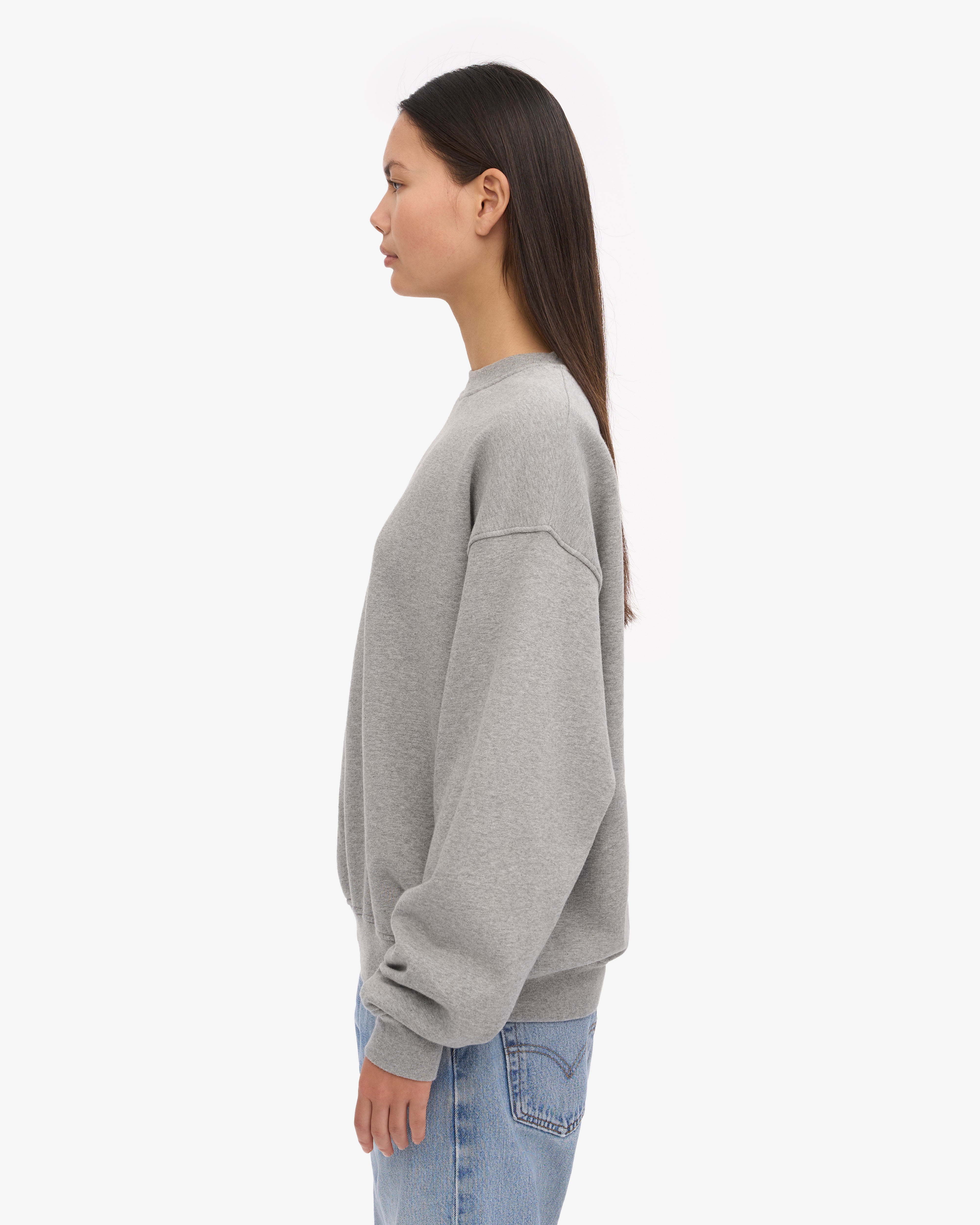 Organic Oversized Crewneck Sweatshirt - Heather Grey | Soft & Comfortable Unisex Pullover for Casual Wear & Loungewear