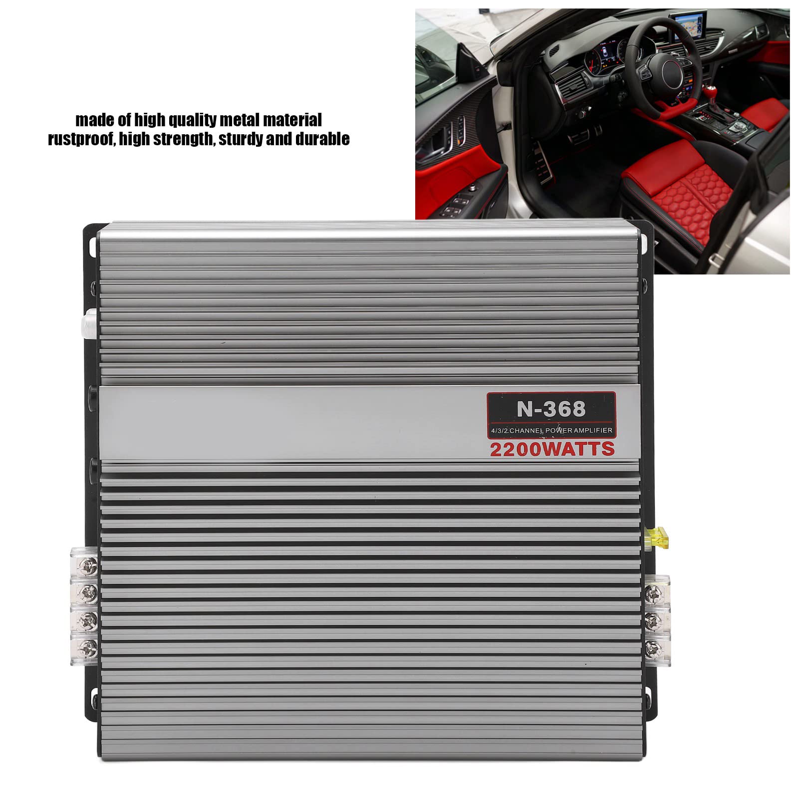2200W High Power Car Amplifier - Metal Subwoofer Amp with Tuning Delay for Enhanced Car Audio | Perfect for Car Stereo Systems & Bass Boost