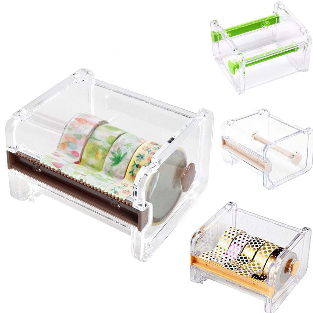 HomDSim 4X Washi Tape Dispenser & Cutter - Roll Tape Holder Organizer for DIY Crafting, Scrapbooking, Gift Wrapping & Office Use - Desktop Tape Dispenser with Storage for Masking Tape & Sticker Rolls