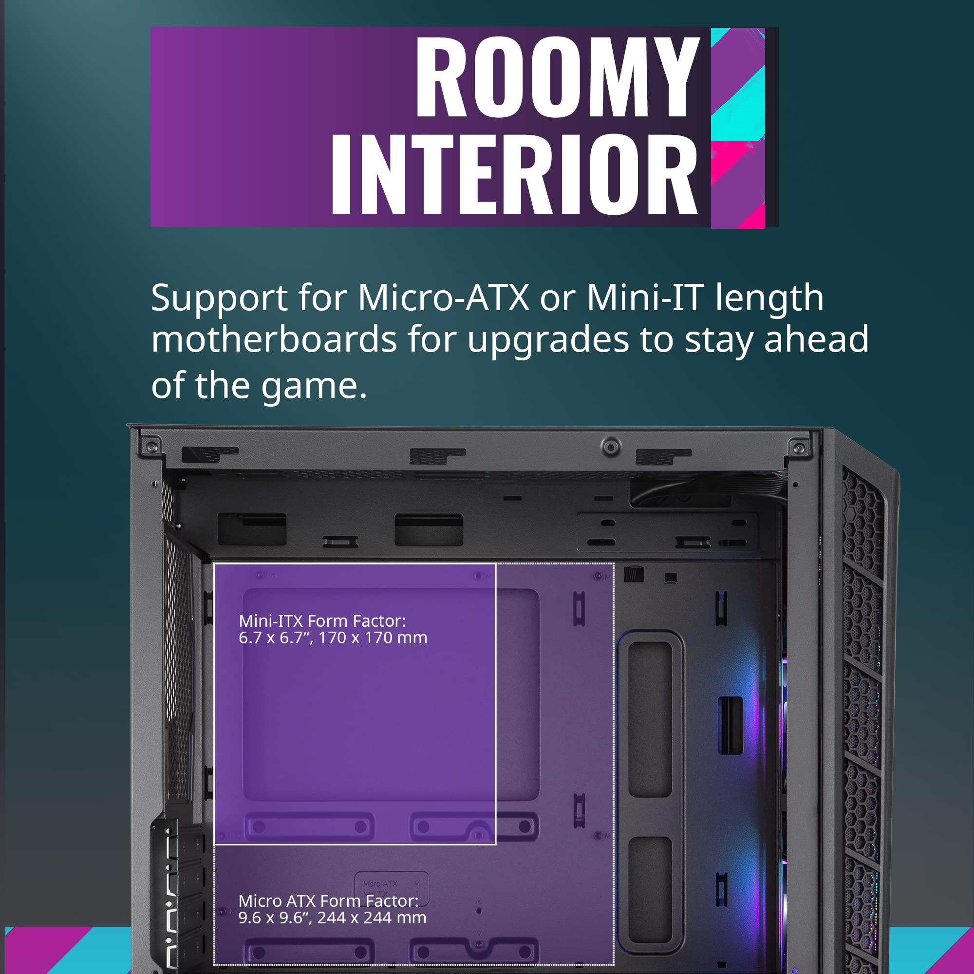Cooler Master MasterBox MB320L ARGB Micro-ATX PC Case with Dual ARGB Fans, DarkMirror Front Panel, Mesh Intake Vents & Tempered Glass Side Panel - Ideal for Gaming Rigs and Custom PC Builds