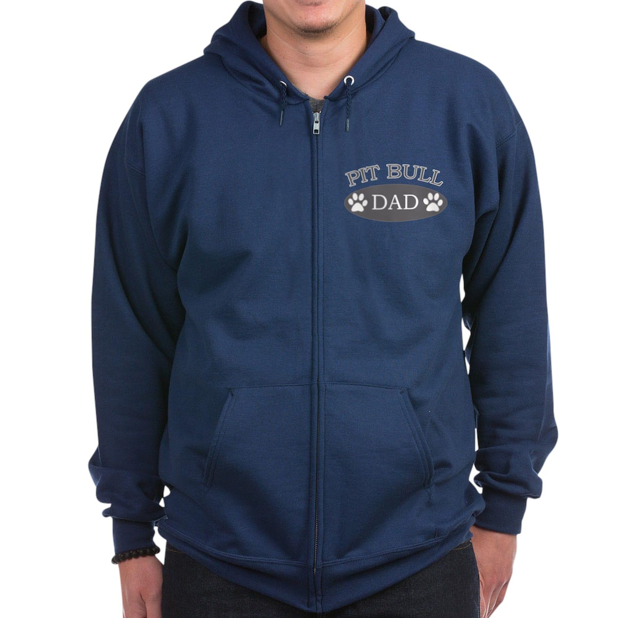 Pit Bull Dad Zip Hoodie for Men - Dark Zip-Up Hooded Sweatshirt | Comfortable & Stylish Pullover for Dog Lovers, Casual Wear & Outdoor Activities