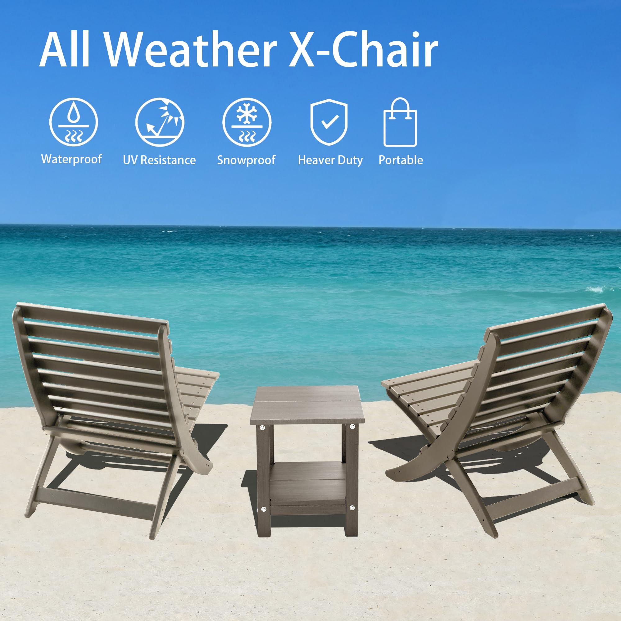 **Adirondack Xavier Chair - Heavy Duty HDPE All-Weather Folding Outdoor Chair for Beach, Pool, Camping & Patio - Portable & Supports 350 lbs - Perfect for Campfires, Fishing & Lawn Relaxation (Brown, 1pc)**