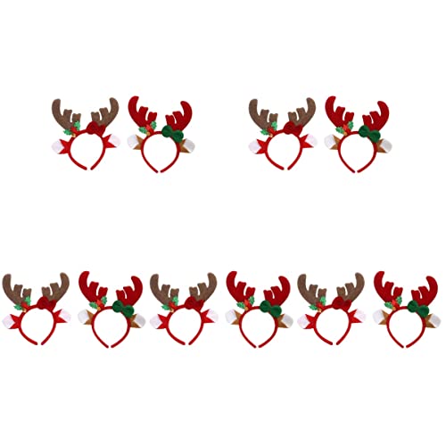 NOLITOY 10 Pack Reindeer Antler Headbands - Christmas Deer Horn Crown Hairbands for Holiday Parties, Costumes & Festive Photos