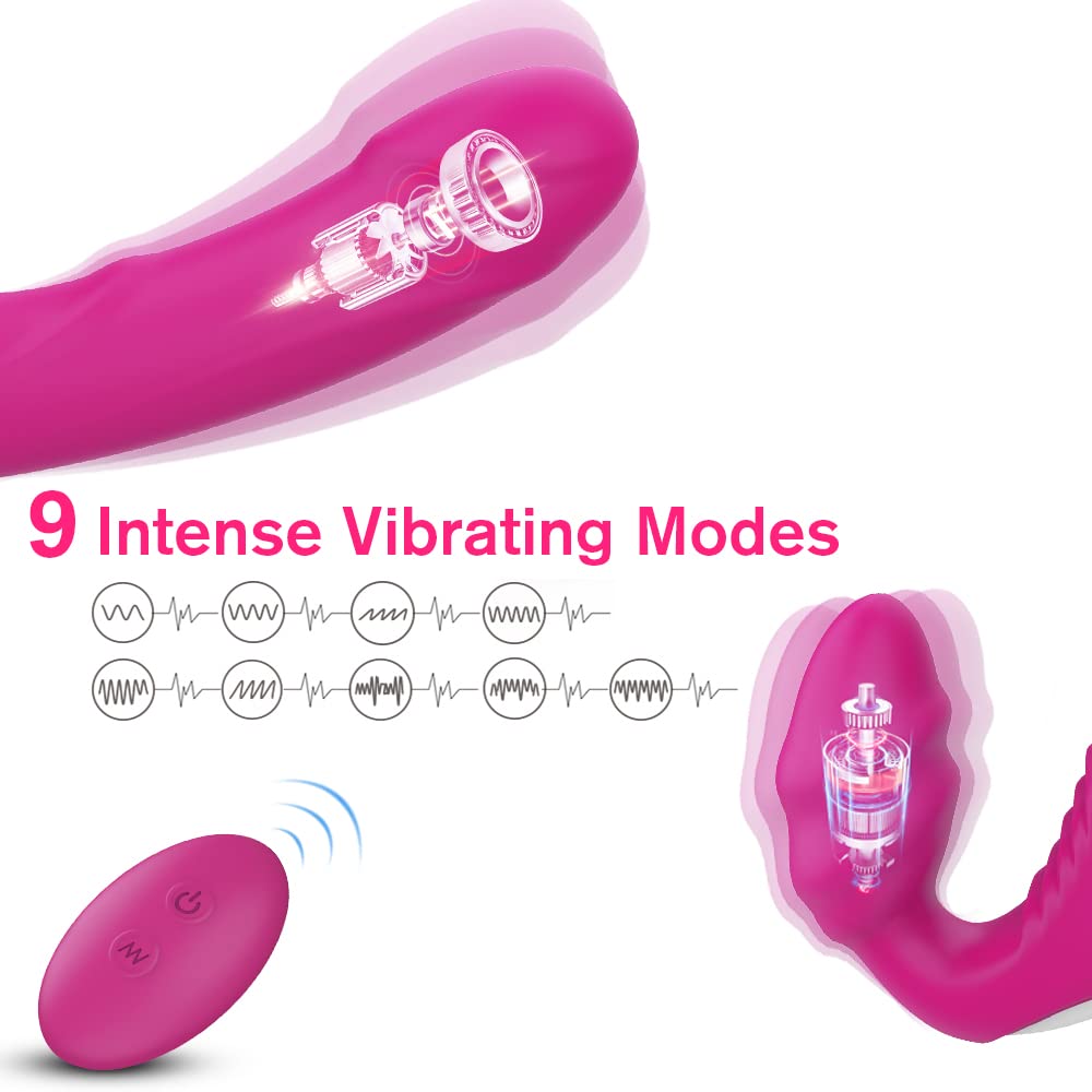 Rechargeable Remote Control Silicone Strapless Strap-On Dildo Vibrator - Dual Stimulation for G-Spot & Clitoris | Hands-Free Adult Toy for Women & Couples | Perfect for Lesbian Play & Solo Pleasure