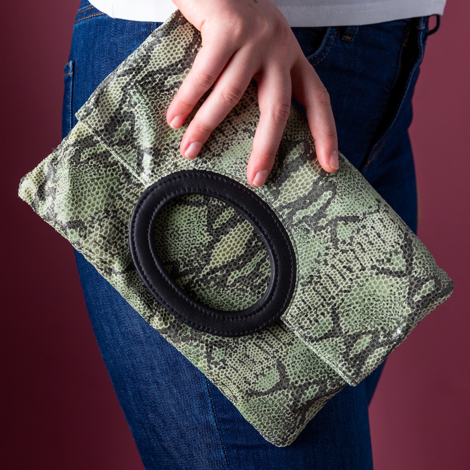 Green Snake Three-Way Clutch Bag - Stylish Handheld, Shoulder & Crossbody Purse for Women | Perfect for Work, Party & Travel Accessories