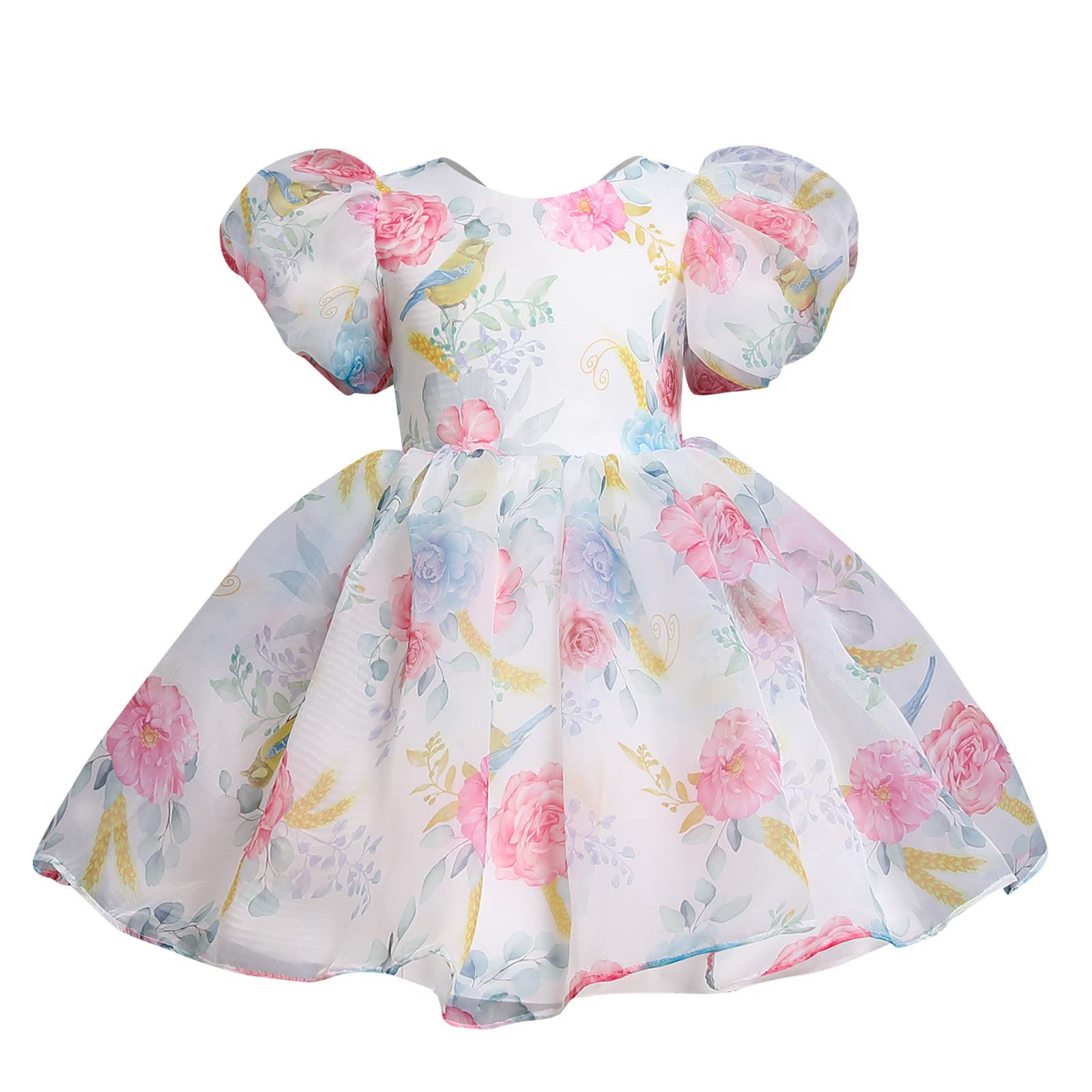 Girls Bubble Party Dresses 2-8 Years | Toddler Patchwork Print Baptism Dress for Baby Girls | Perfect for Birthday Parties, Church Events & Special Occasions