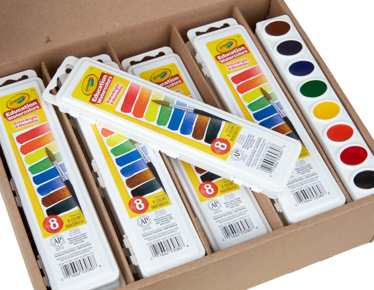 Crayola Watercolor Classpack - Bulk Paint Set for Kids with 24 Trays & 12 Refills | Non-Toxic School Art Supplies for Classroom, Homeschool & Creative Projects