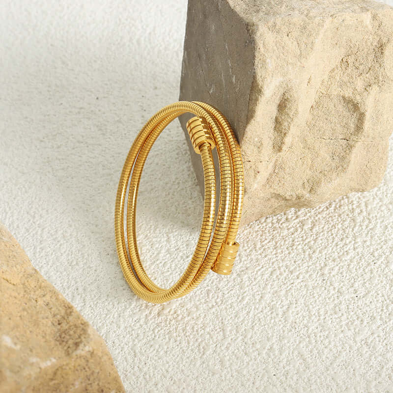 18K Gold Multi Layer Stackable Bangle Bracelet for Women - Elegant Arm Cuff Jewelry for Parties, Weddings & Everyday Wear | Z284