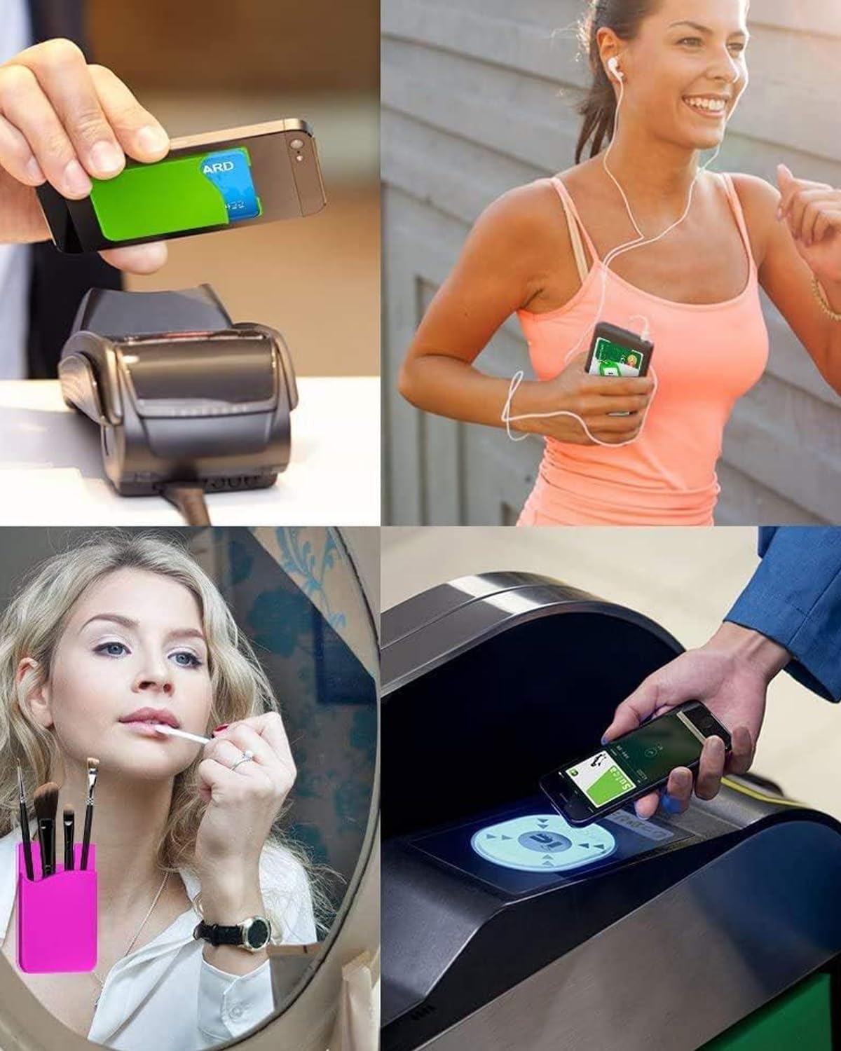 BIAJIYA Silicone Phone Card Holder - Stick-on Wallet for ID & Credit Cards - Secure Back of Phone Storage for iPhone & Android (Perfect for Travel, Shopping & Everyday Convenience)