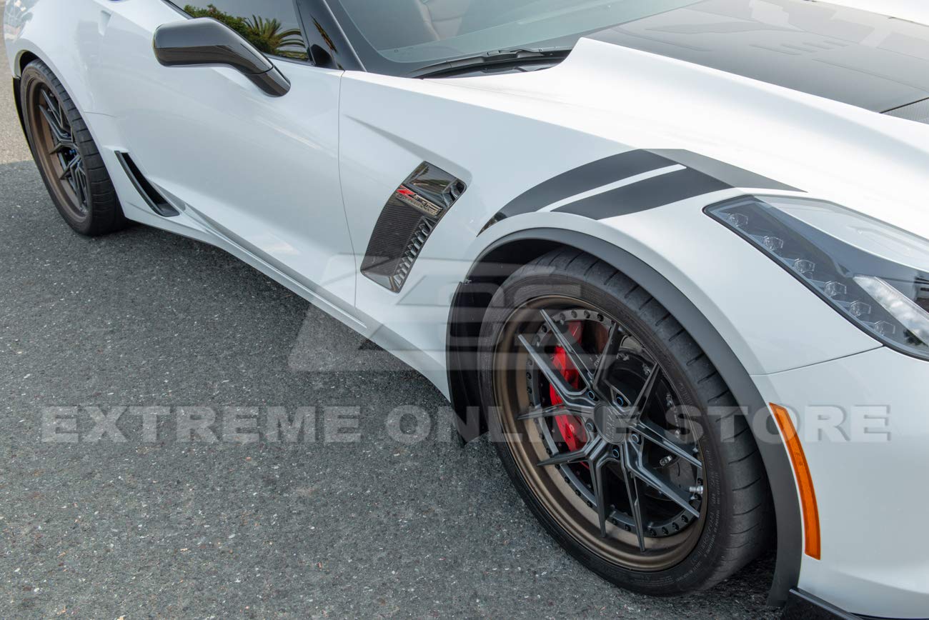 2014-2019 Chevrolet Corvette C7 Front Splash Guards - GM Factory XL Extended Mud Flaps Pair (ABS Plastic, Black) | Perfect for All-Weather Protection & Road Debris Prevention | Fits All C7 Corvette Models