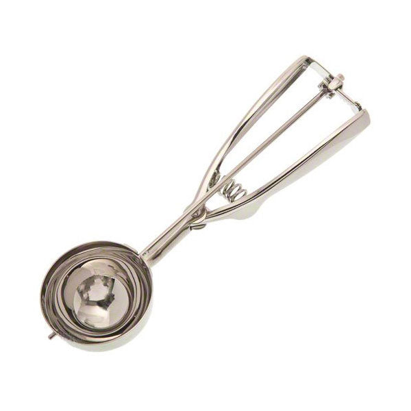 Size 10 Stainless Steel Disher with Ambidextrous Squeeze Handle - 3.75 oz Scoop for Perfect Cookie Dough, Ice Cream & Portion Control | Commercial & Home Kitchen Use
