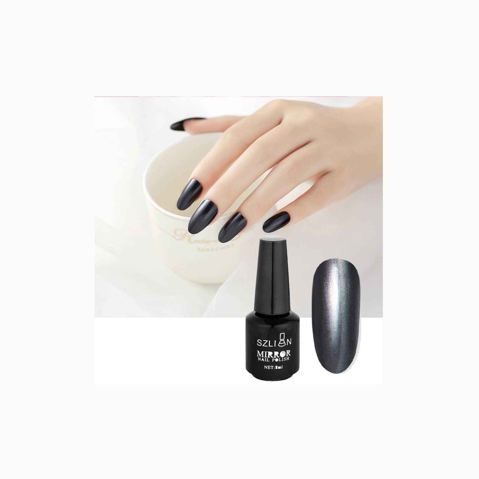 8ml Mirror Effect Nail Polish - Vibrant Long Lasting Glossy Nail Lacquer for Nail Art Designs | Perfect for Parties, Weddings and Special Occasions