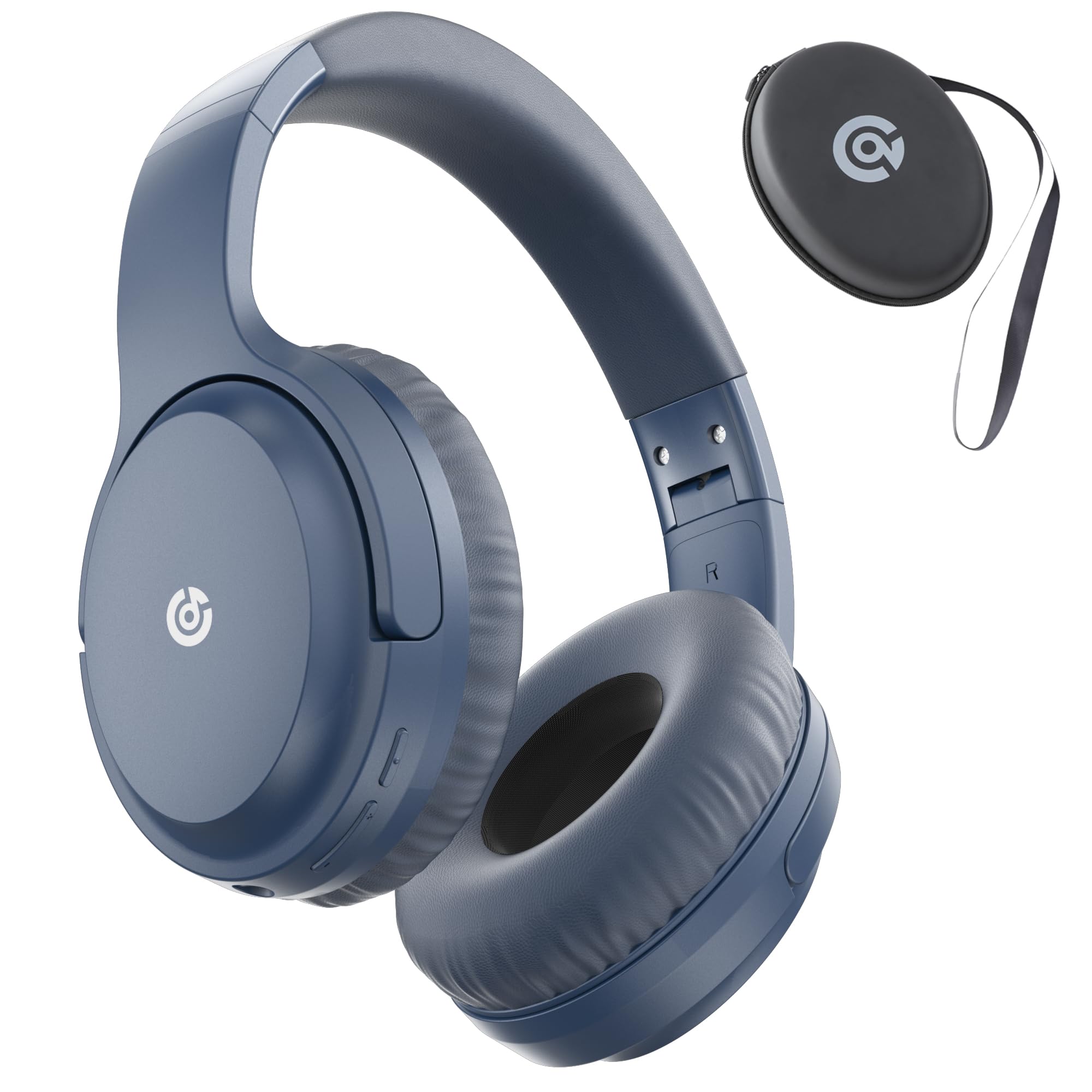 Premium Wireless Bluetooth Headphones - 120H Playtime, Over-Ear with Built-in Mic, Lightweight Foldable Design & Carrying Case - HiFi Stereo Sound for Travel, Work, Gaming & Home Entertainment (Blue)