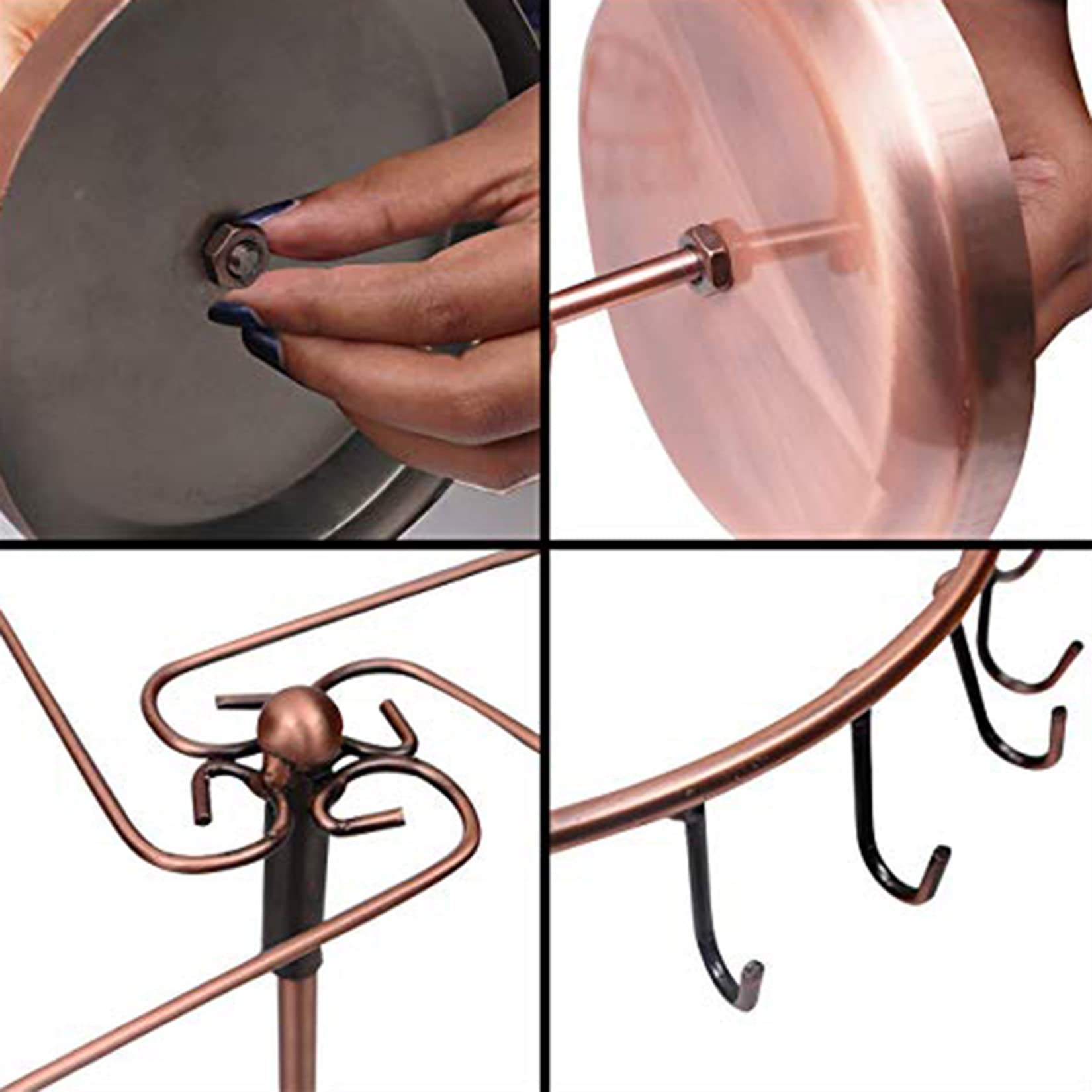 Rotating Necklace Holder Jewelry Organizer Display Stand - 14 Inch with 23 Hooks, Copper Finish - Perfect for Bedroom, Bathroom & Closet Organization