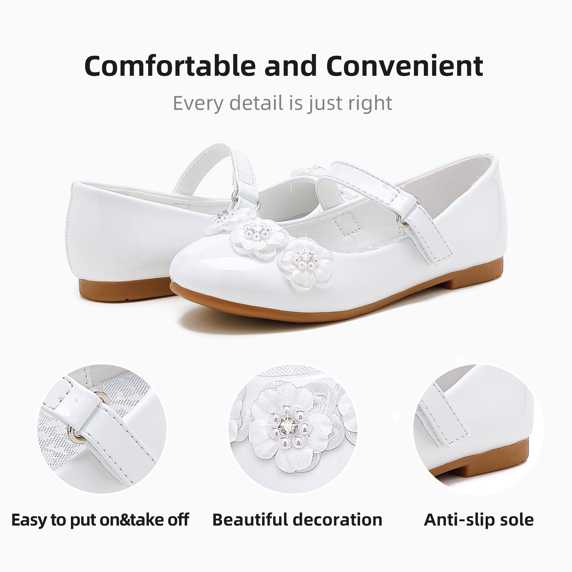Flower Girl Shoes for Toddlers & Kids - Comfortable Low Heel Princess Wedding Flats | Perfect for Weddings, Pageants & Special Occasions