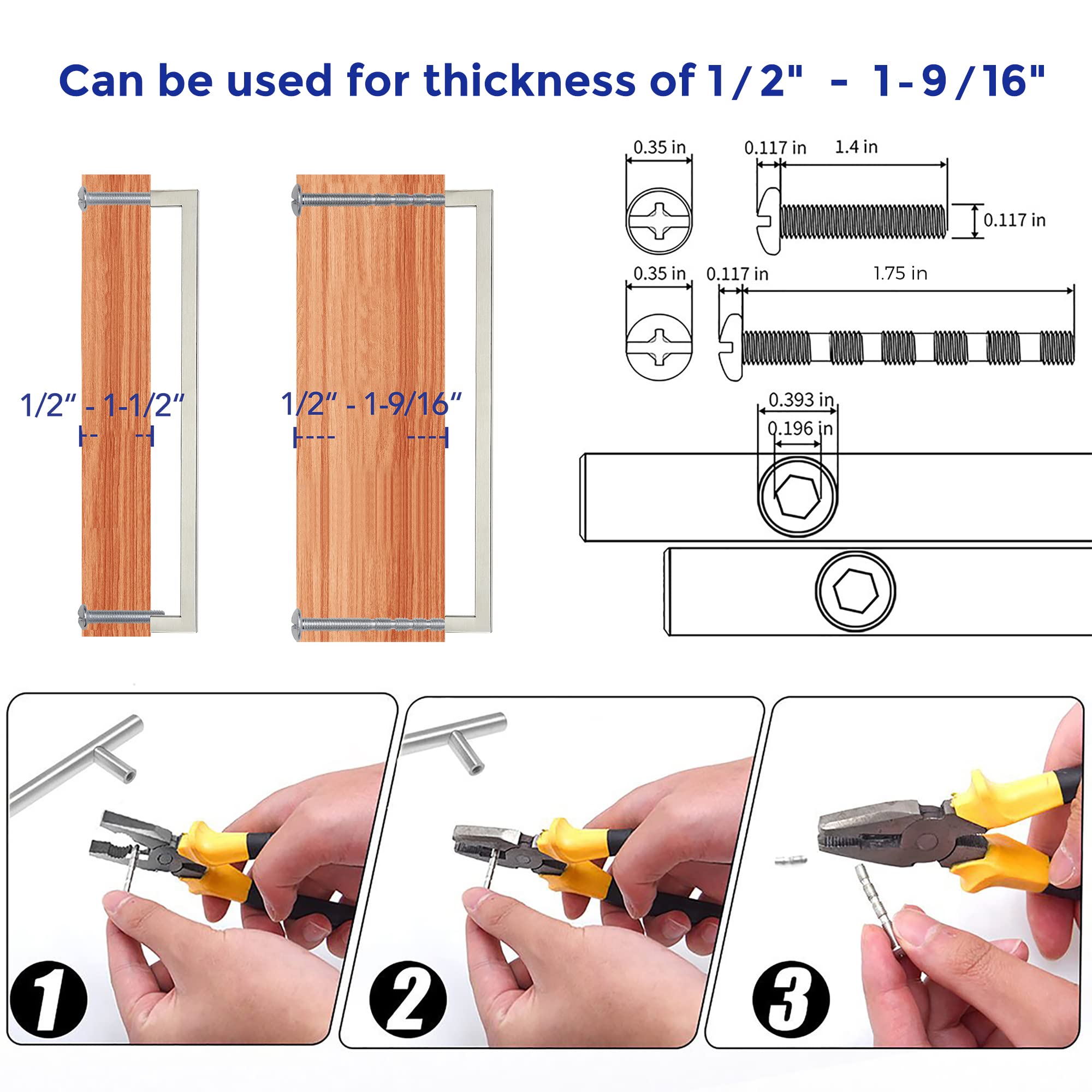 20 Pack Satin Nickel Cabinet Handles - 12-3/5 Inch Square Kitchen Drawer Pulls, Brushed Nickel Cabinet Hardware for Modern Kitchen & Bathroom Renovation | Durable & Stylish Upgrade for Cabinets, Dressers & Furniture