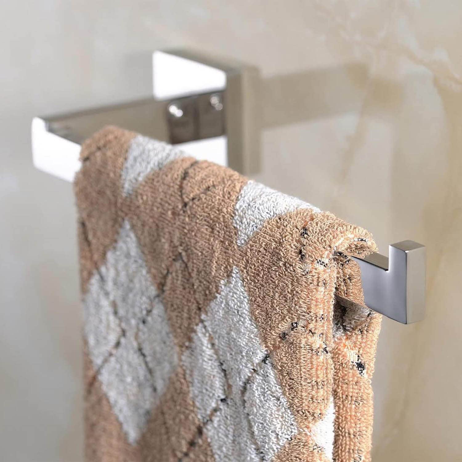 Luxury SUS304 Stainless Steel Wall Mount Toilet Paper Holder & Towel Ring - Square Bathroom Accessory with Mirror Polished Chrome Finish for Modern Home Decor | Perfect for Bathroom, Powder Room & Guest Washroom Organization