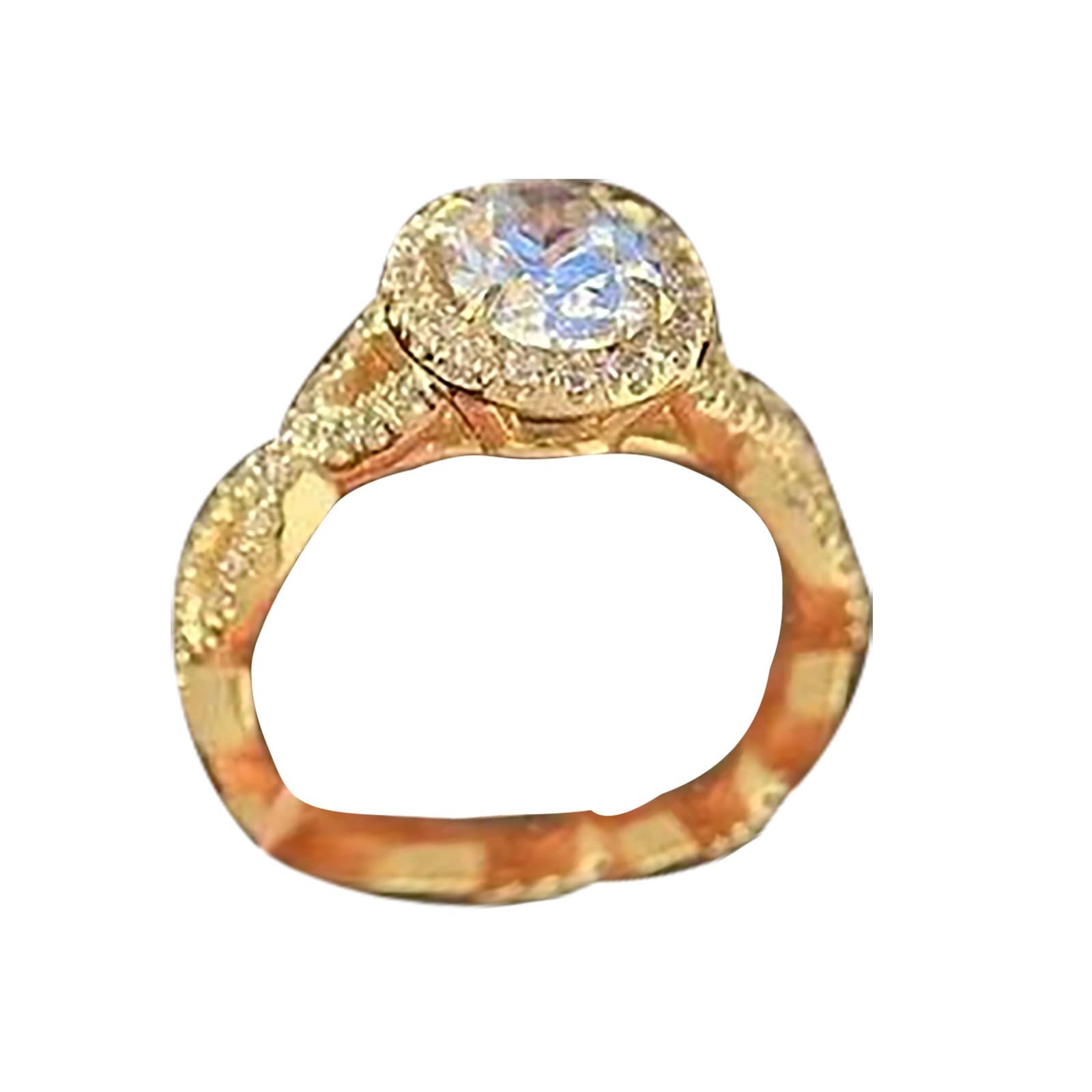 Elegant Gold Alloy Rhinestone Women's Ring Set - Trendy Fashion Jewelry for Parties, Weddings & Everyday Wear