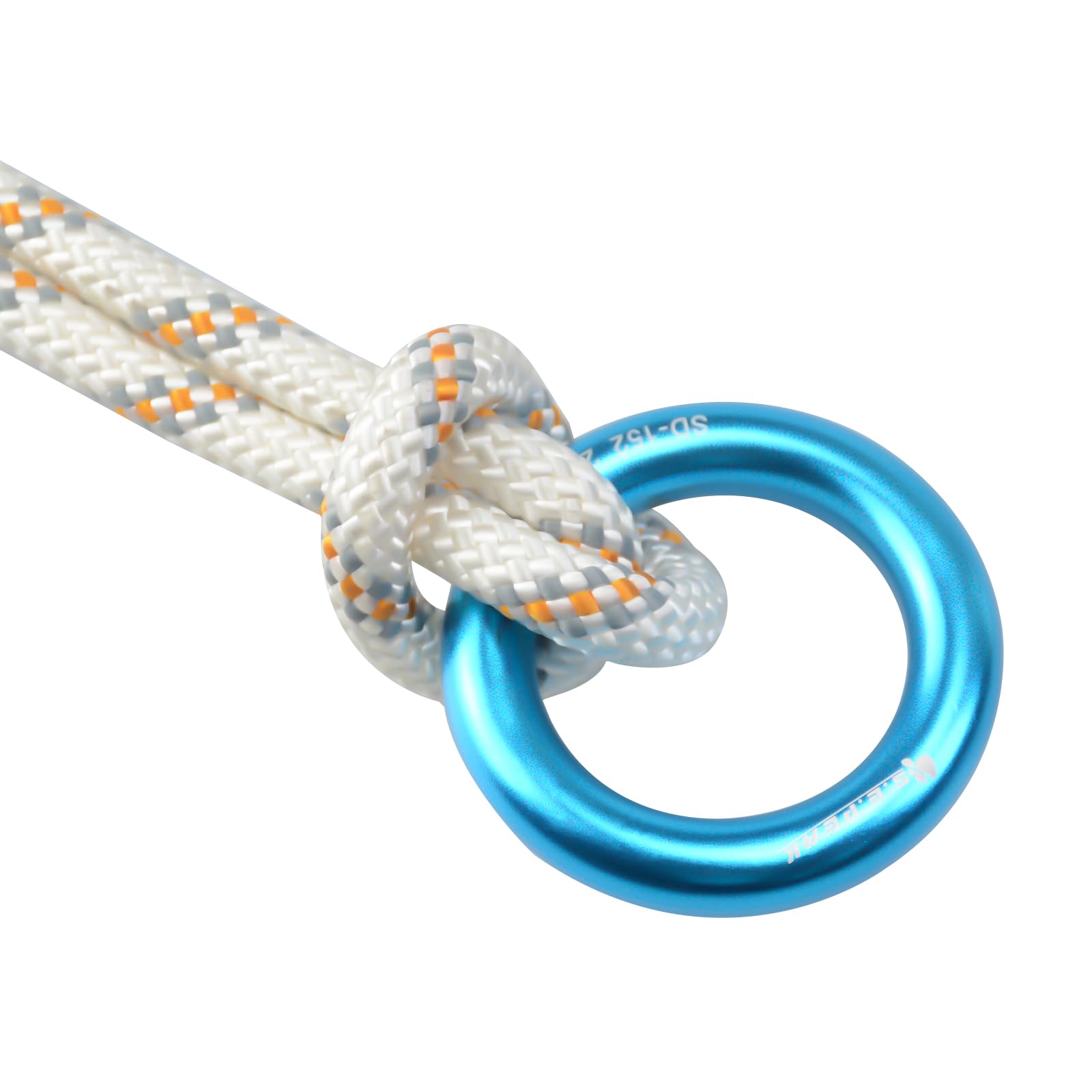 25kN Aluminum Rappel Ring - Heavy Duty Rock Climbing Carabiner, Arborist Rigging O-Ring for Rope Access & Rescue (Gold/Blue) - Ideal for Outdoor Adventures, Tree Work & Safety Equipment