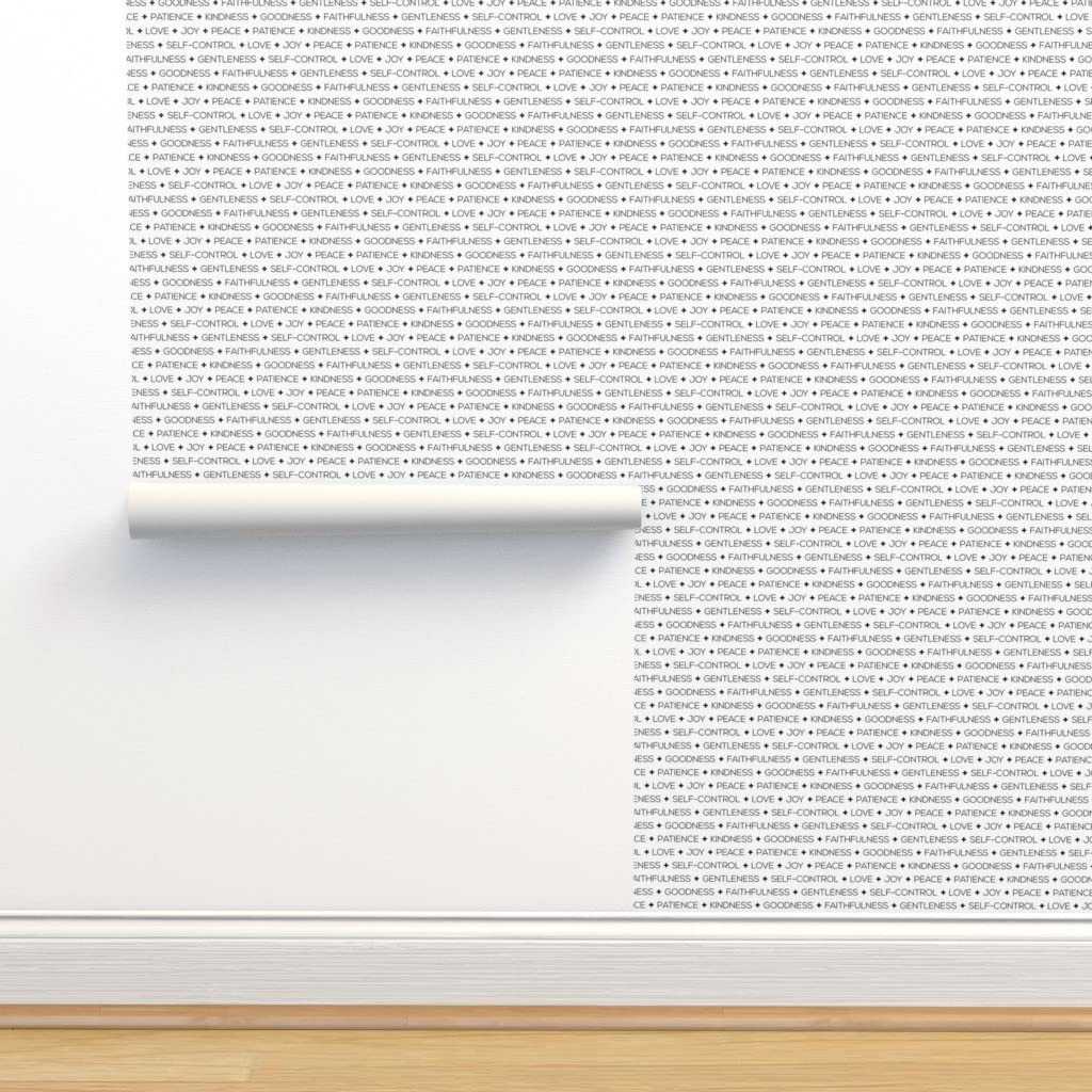 Premium Commercial Grade Wallpaper 27ft x 2ft - Swiss Cross Scripture Bible Love Peace Virtues Black White Traditional Design | Perfect for Home Decor, Church Interiors, and Office Spaces | Durable & Washable by Spoonflower