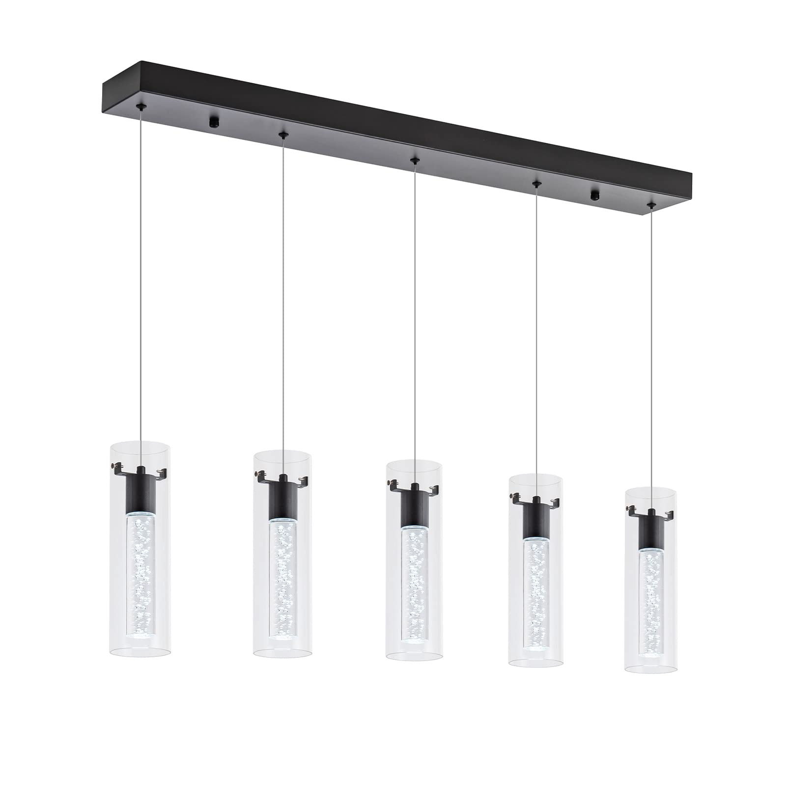 5-Light Black Pendant Lighting for Kitchen Island - Modern Hanging Lights for Dining Room, Living Room, Corridor, Cafe, Bar, Club & Restaurant | Perfect for Home Decor and Commercial Spaces