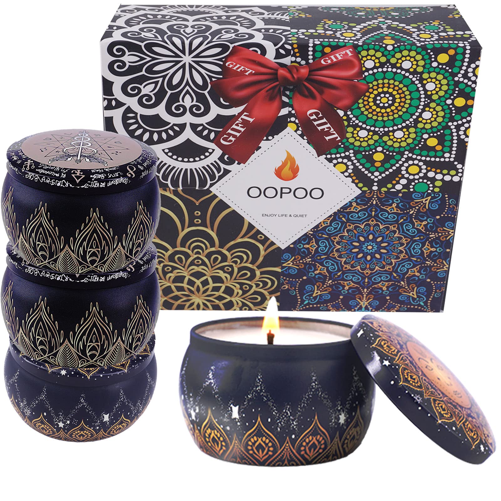 4-Pack Scented Candles Gift Set - 4.4oz Natural Soy Wax Candles with Essential Oils for Stress Relief & Aromatherapy | Lavender, Vanilla, Citrus & Eucalyptus Scents | Perfect for Relaxation, Bath, Yoga & Home Decor