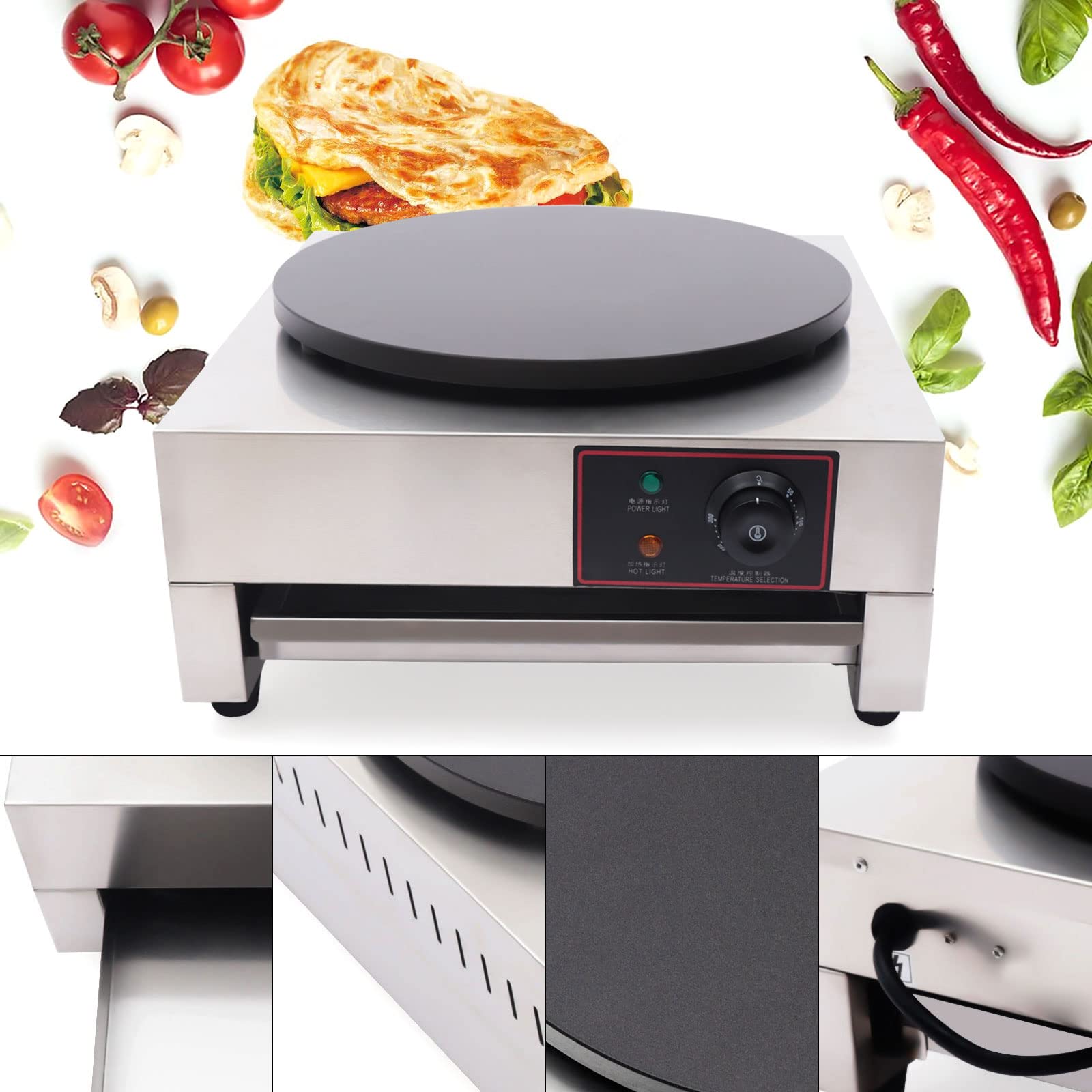 Commercial Electric Crepe Maker Machine - 1700W 16