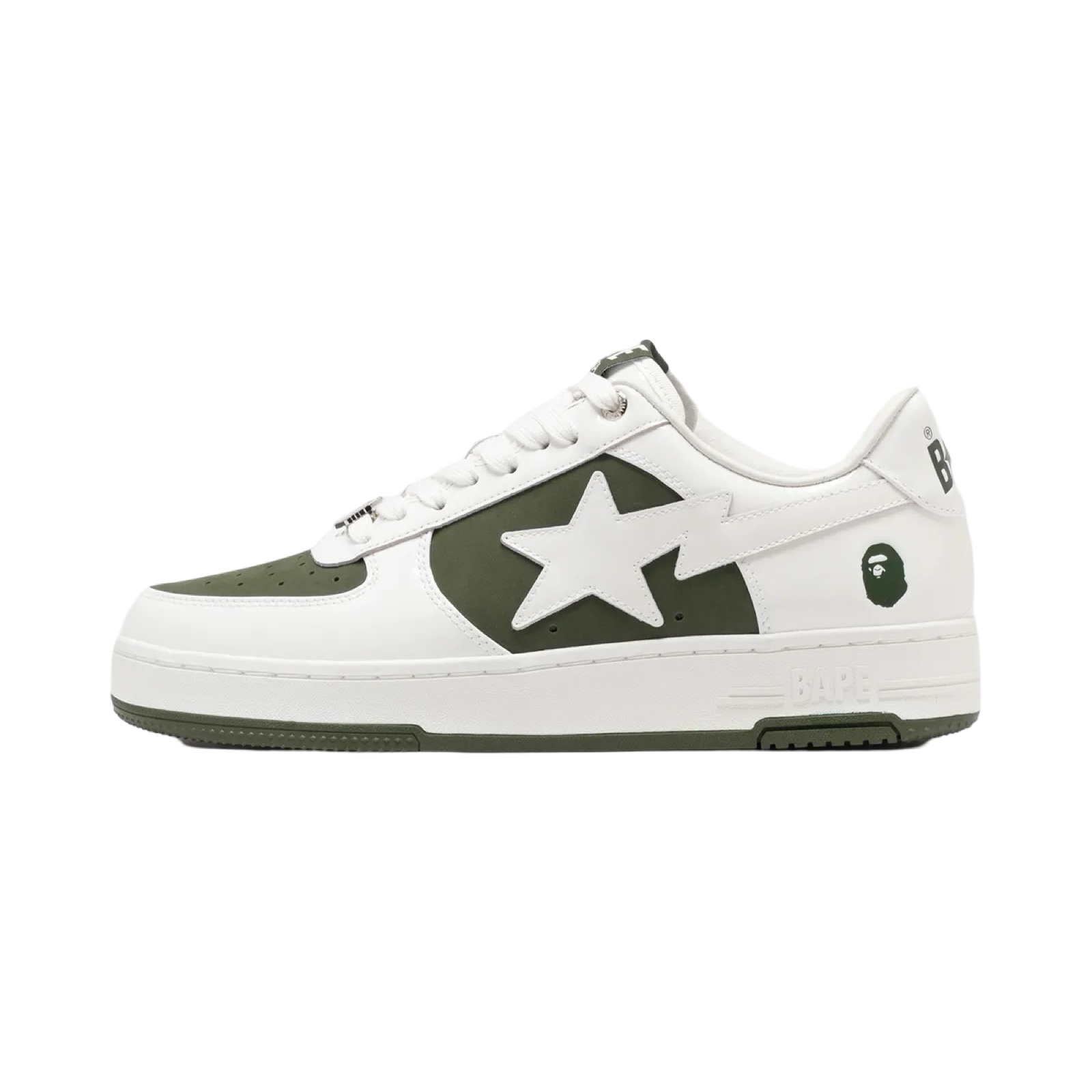 BAPE Bapesta #6 M2 Low Sneakers in Olive & White - Stylish Streetwear for Men | Perfect for Casual Outfits & Sneaker Collectors