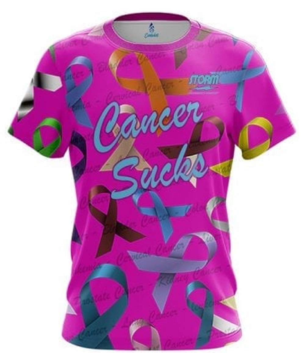 Storm Cancer Sucks Bowling Jersey - Strike Out Cancer with Style | Perfect for Bowling Leagues, Fundraisers & Cancer Awareness Events