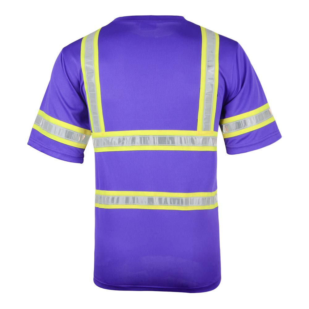 SMASYS High Visibility Reflective T-Shirts for Men & Women - ANSI Certified Short Sleeve Safety Shirts with Pockets & Reflective Tape - Ideal for Running, Cycling, Construction Work & Nighttime Outdoor Activities