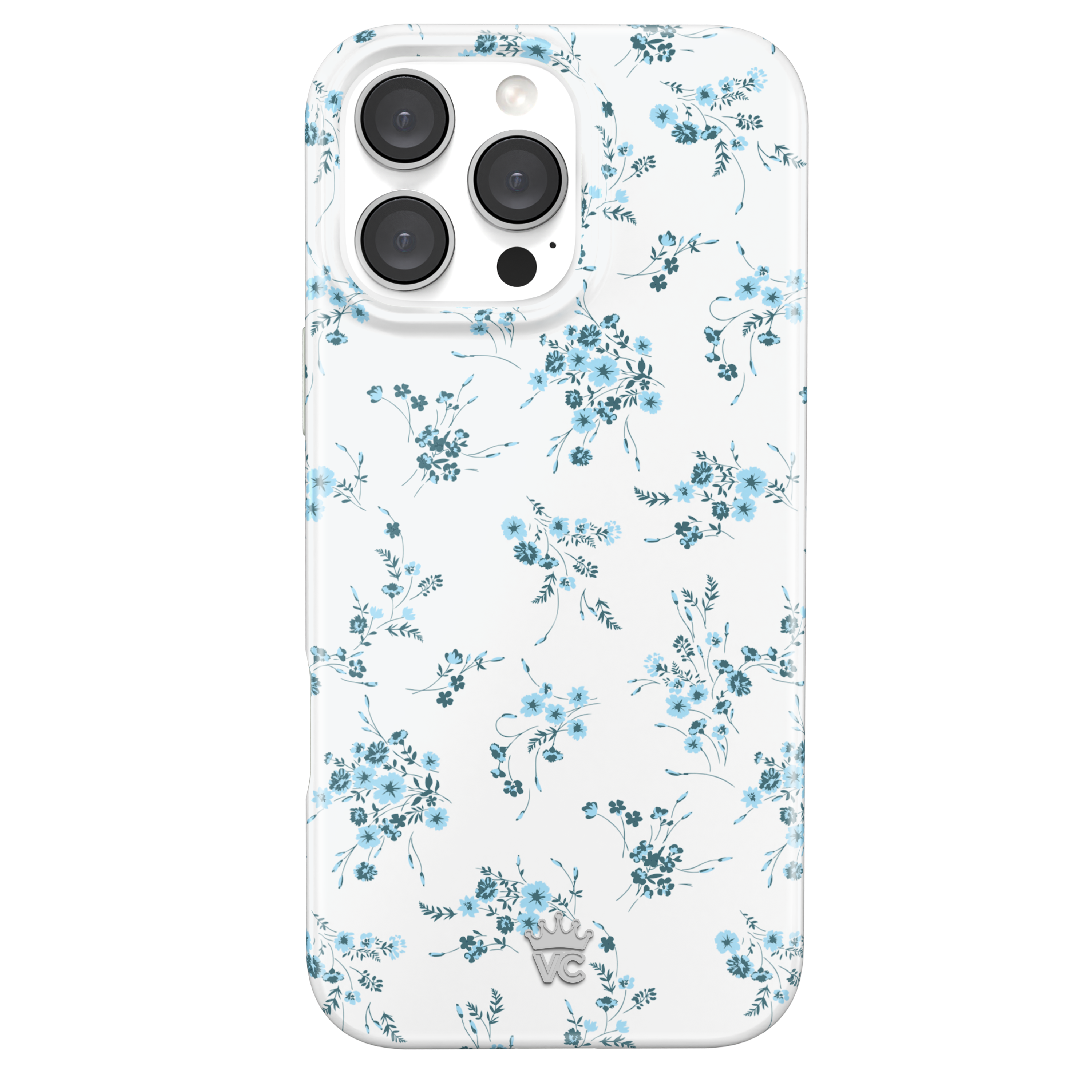 French Blue Floral iPhone Case - Elegant Flower Design Protective Cover for iPhone 13/14/15 - Perfect for Women, Girls & Fashion Lovers - Ideal for Daily Use, Travel & Gifts