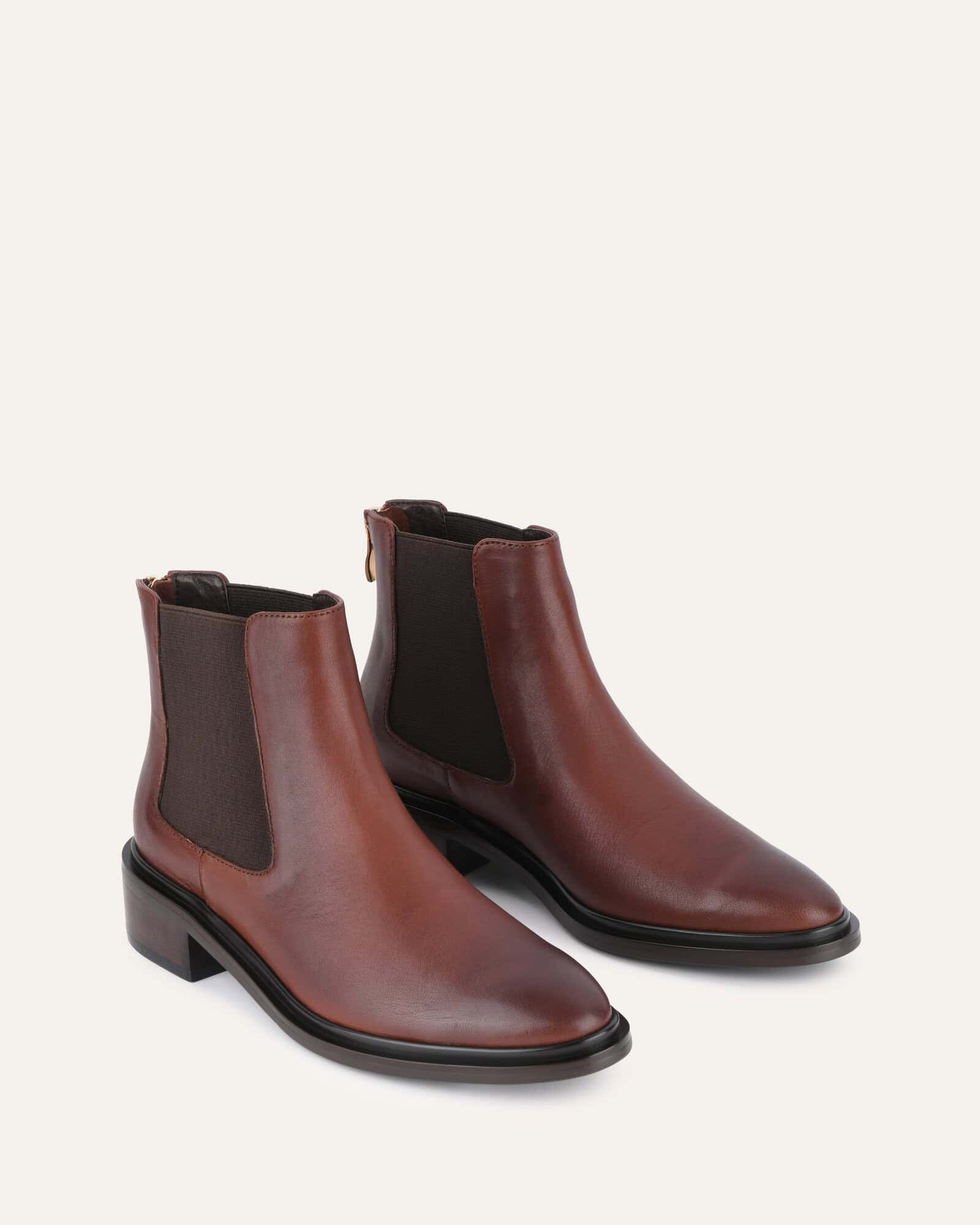 MELROSE Women's Flat Ankle Boots - Chestnut Leather Shoes for Casual Wear, Comfortable & Stylish - Perfect for Fall, Winter & Everyday Outfits