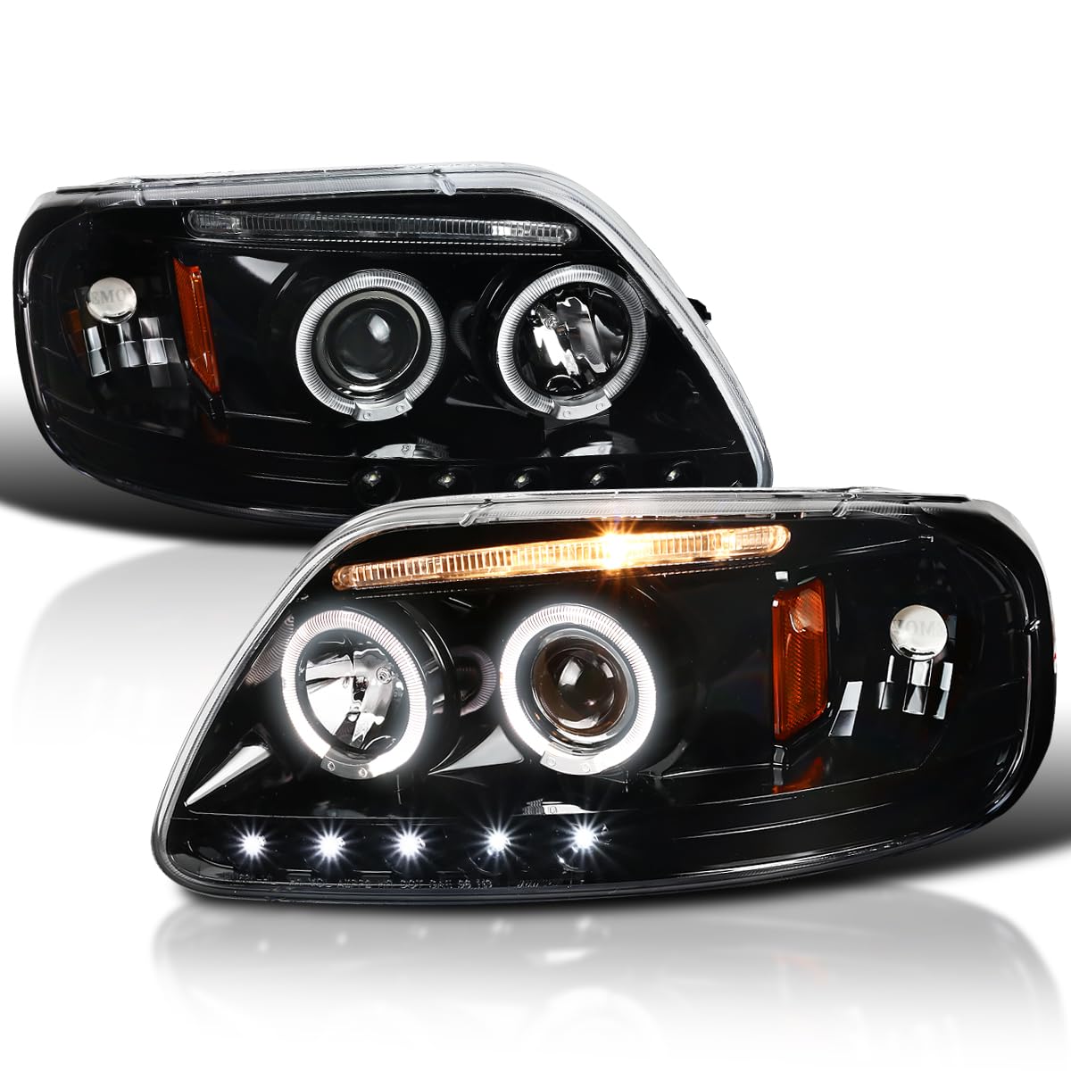 Spec-D LED Halo Headlights for 1997-2003 Ford F150 & Expedition - Black Projector Lights for Off-Road & Night Driving