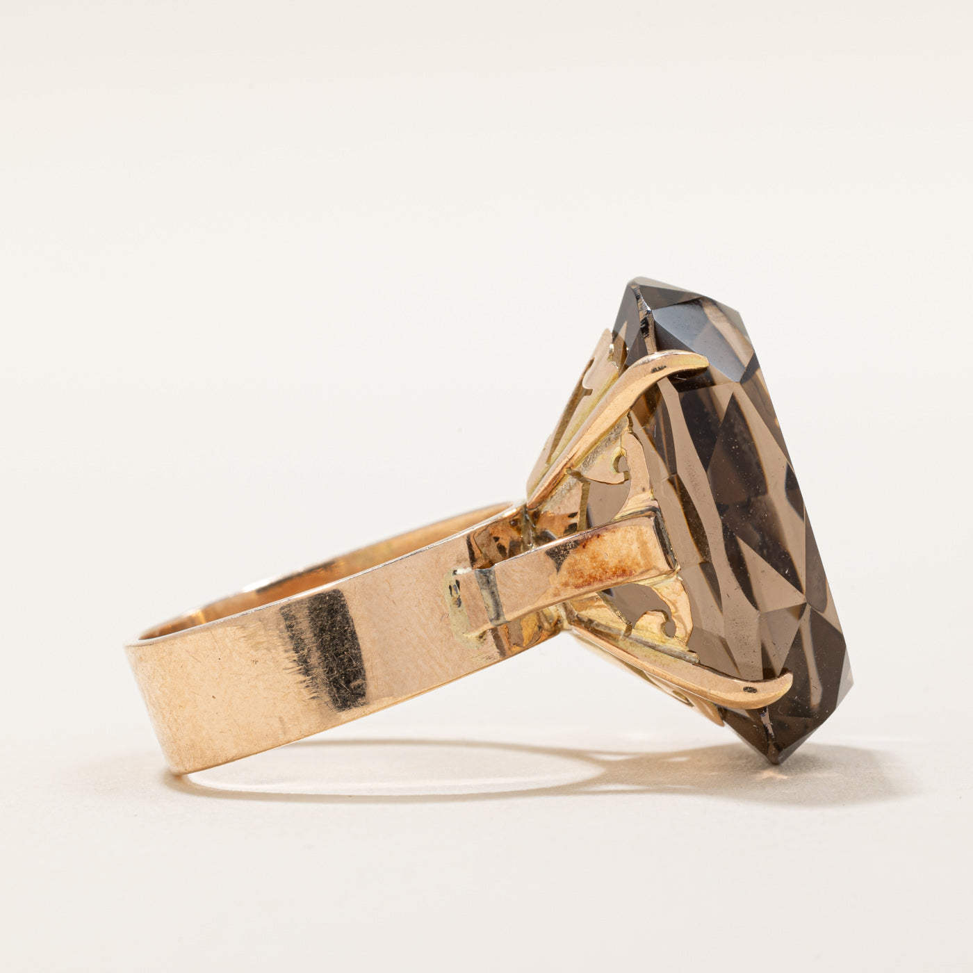 Smokey Quartz Cocktail Ring - 30.00 Carat Genuine Stone - Size 9.5 - Elegant Evening Wear & Special Occasion Jewelry for Women