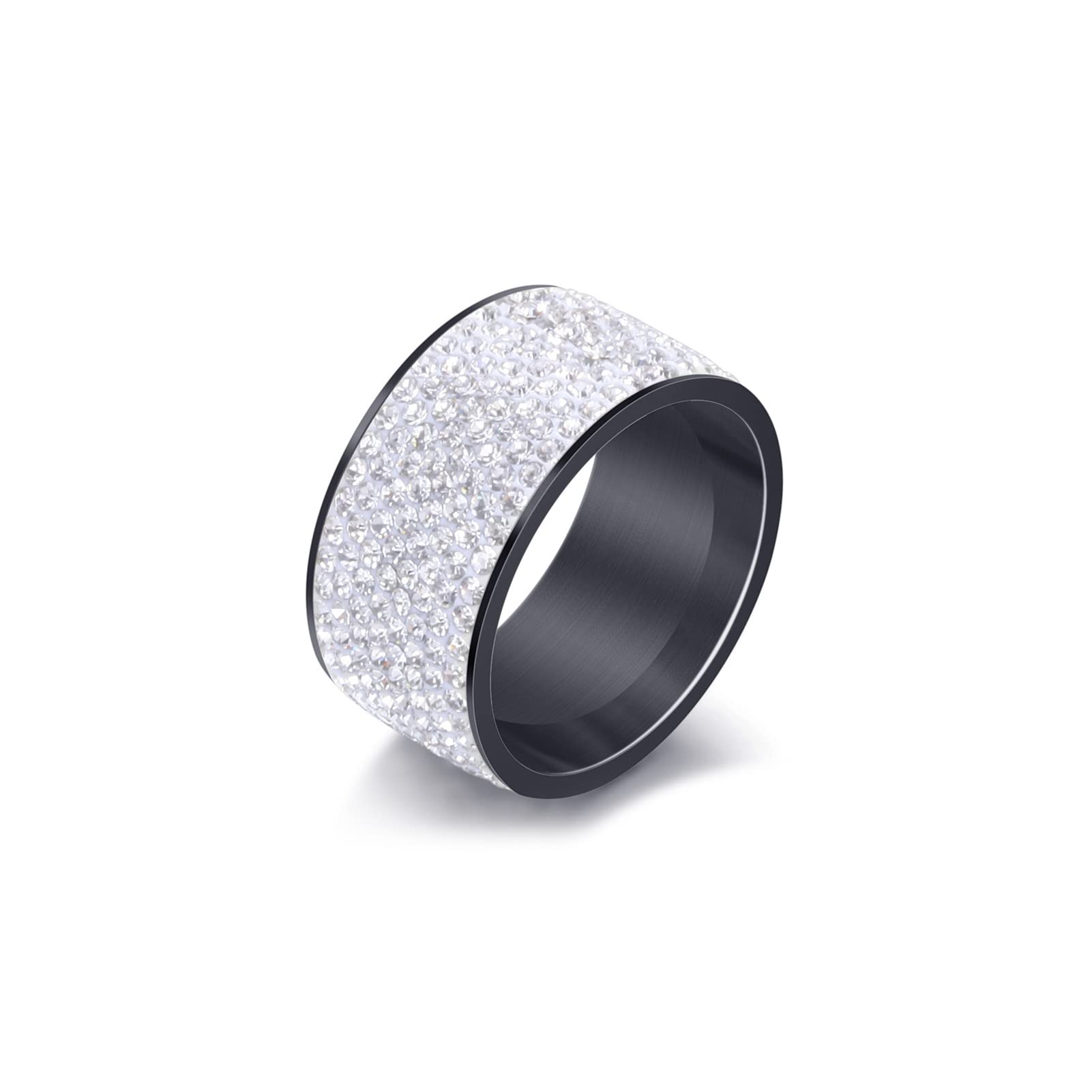 Xusamss Fashion Stainless Steel Ice Out Crystal Ring for Women - Elegant Cubic Zirconia Wedding Band, Anniversary Gift Jewelry (Perfect for Parties, Date Nights & Special Occasions)