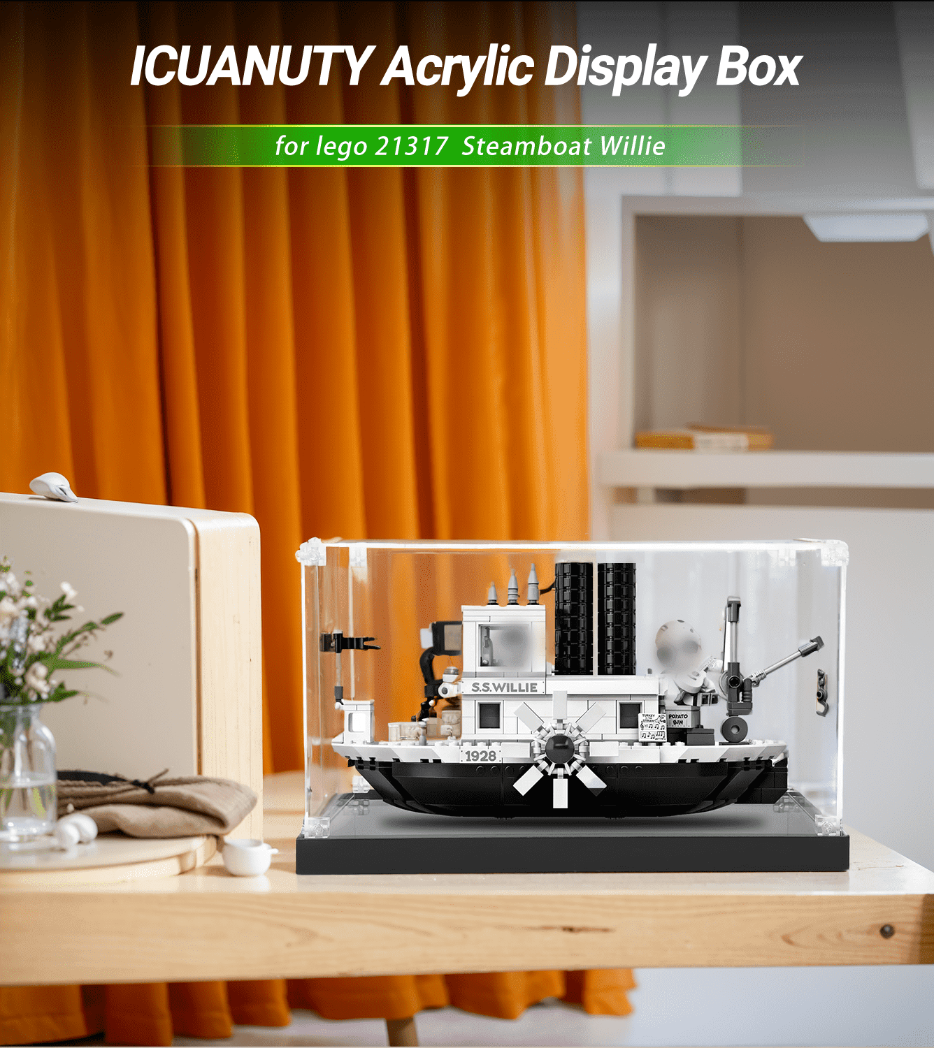 LEGO Ideas Steamboat Willie 21317 Display Case - Premium Acrylic Showcase for Collectible LEGO Sets - Perfect for Home Decor, Office Display & Gift Giving