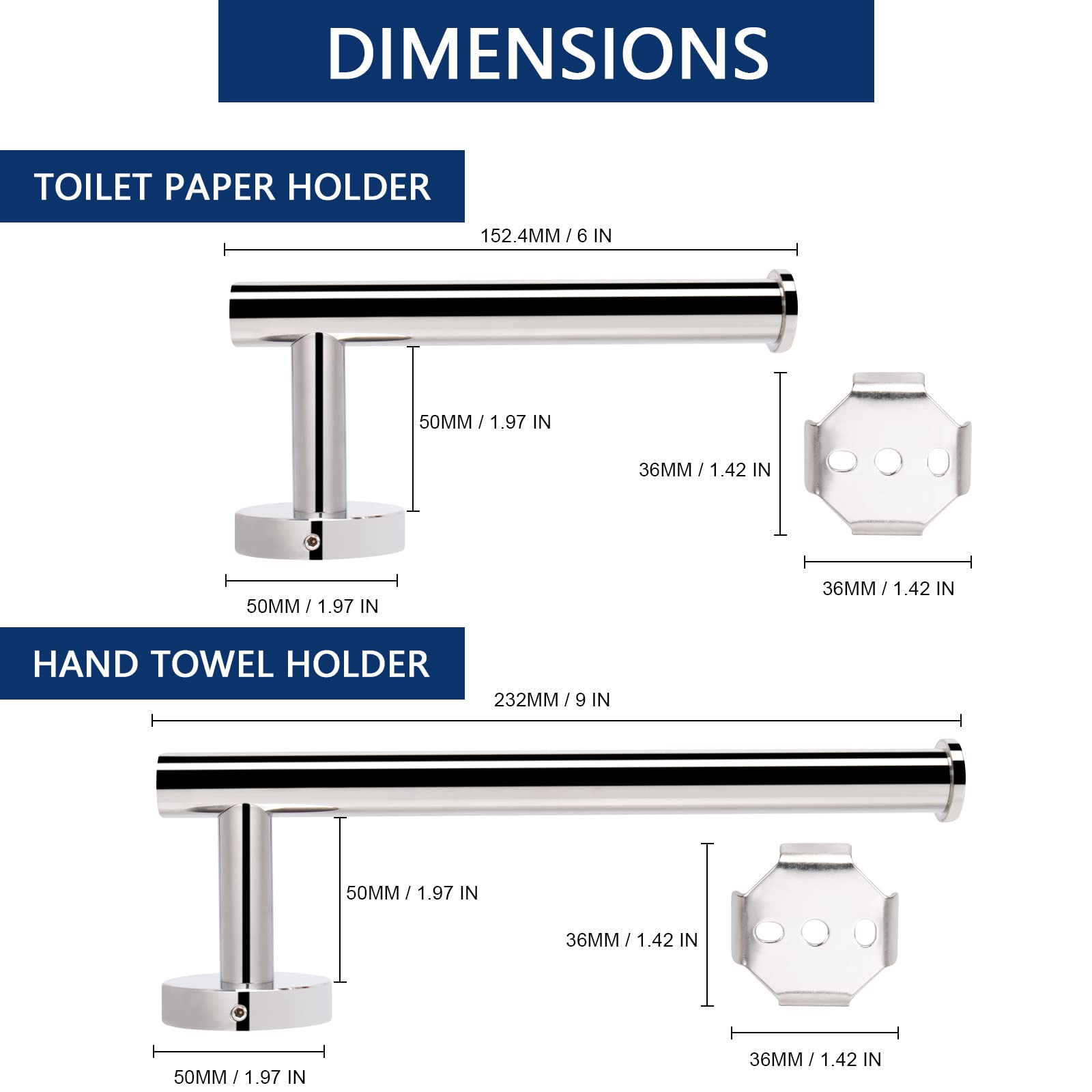 Premium 304 Stainless Steel Toilet Paper Holder & Hand Towel Rack Set - 2-Piece Wall Mounted Bathroom Hardware for Kitchen & Bathroom (Chrome Finish) - Perfect for Modern Homes & Luxury Hotels