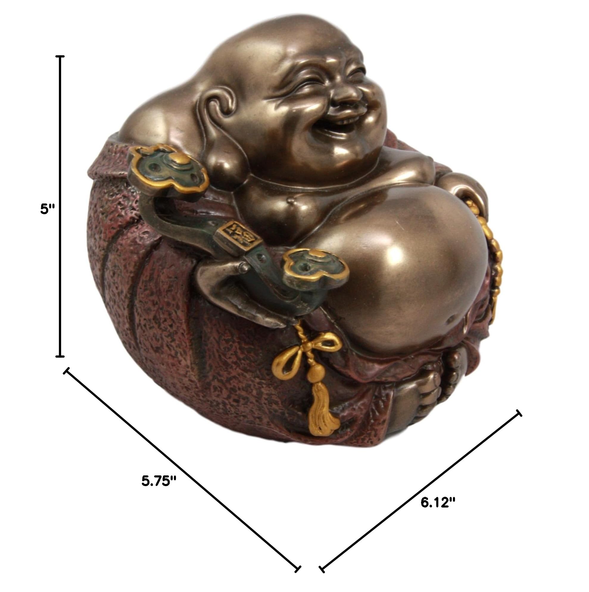 Large Lucky Buddha Statue - Zen Monk Hotei Figurine for Wealth & Prosperity, Feng Shui Dharma Talisman - Perfect for Home Decor, Office, Meditation & Gift Giving