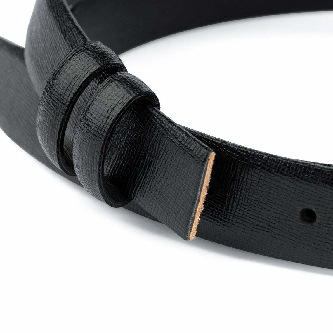 1 Inch Black Saffiano Leather Belt for Men & Women - Slim Dress Belt with Dunhill Buckles - Perfect for Office, Business, and Formal Occasions