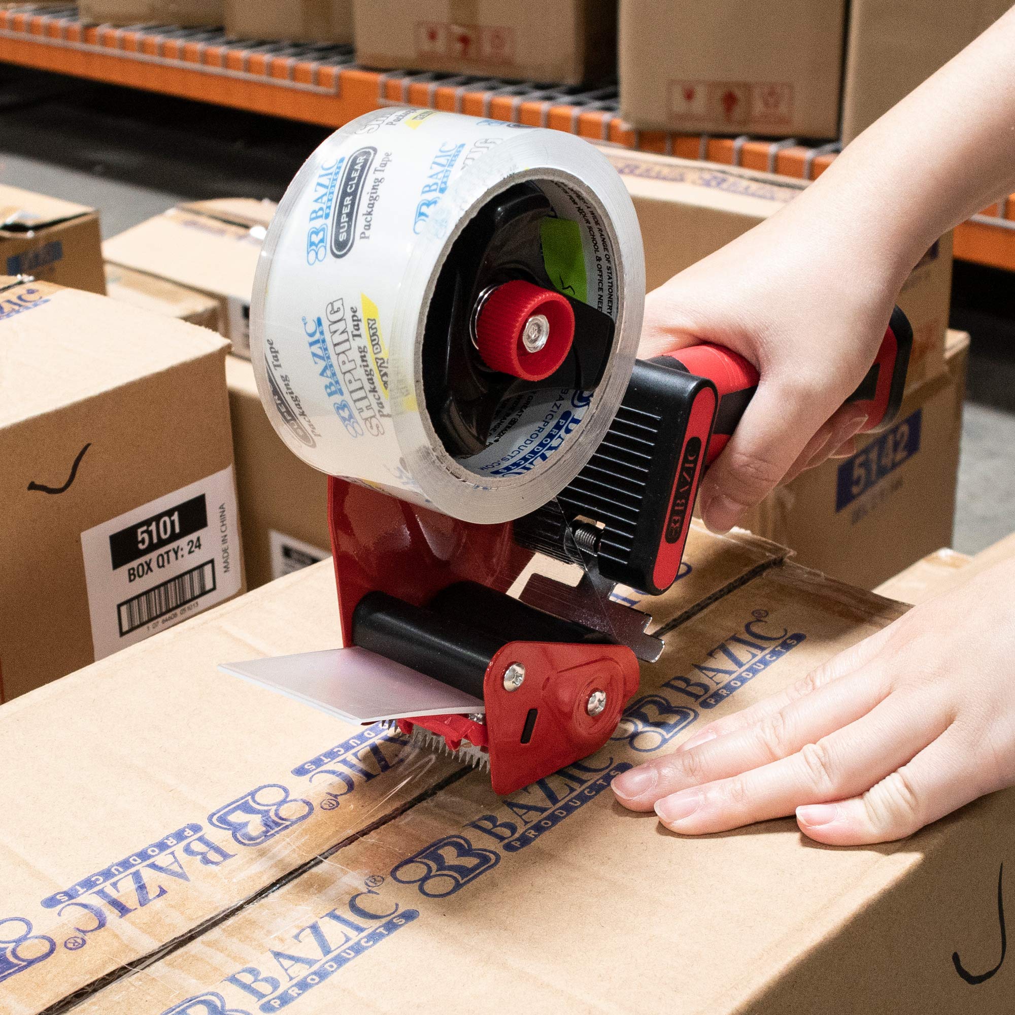 BAZIC 12-Pack Rubber Grip Premium Comfort Tape Dispenser Gun for Shipping, Packing & Mailing | Heavy Duty Box Sealing Tape Gun | Ergonomic Design for Warehouse, Office & Home Use