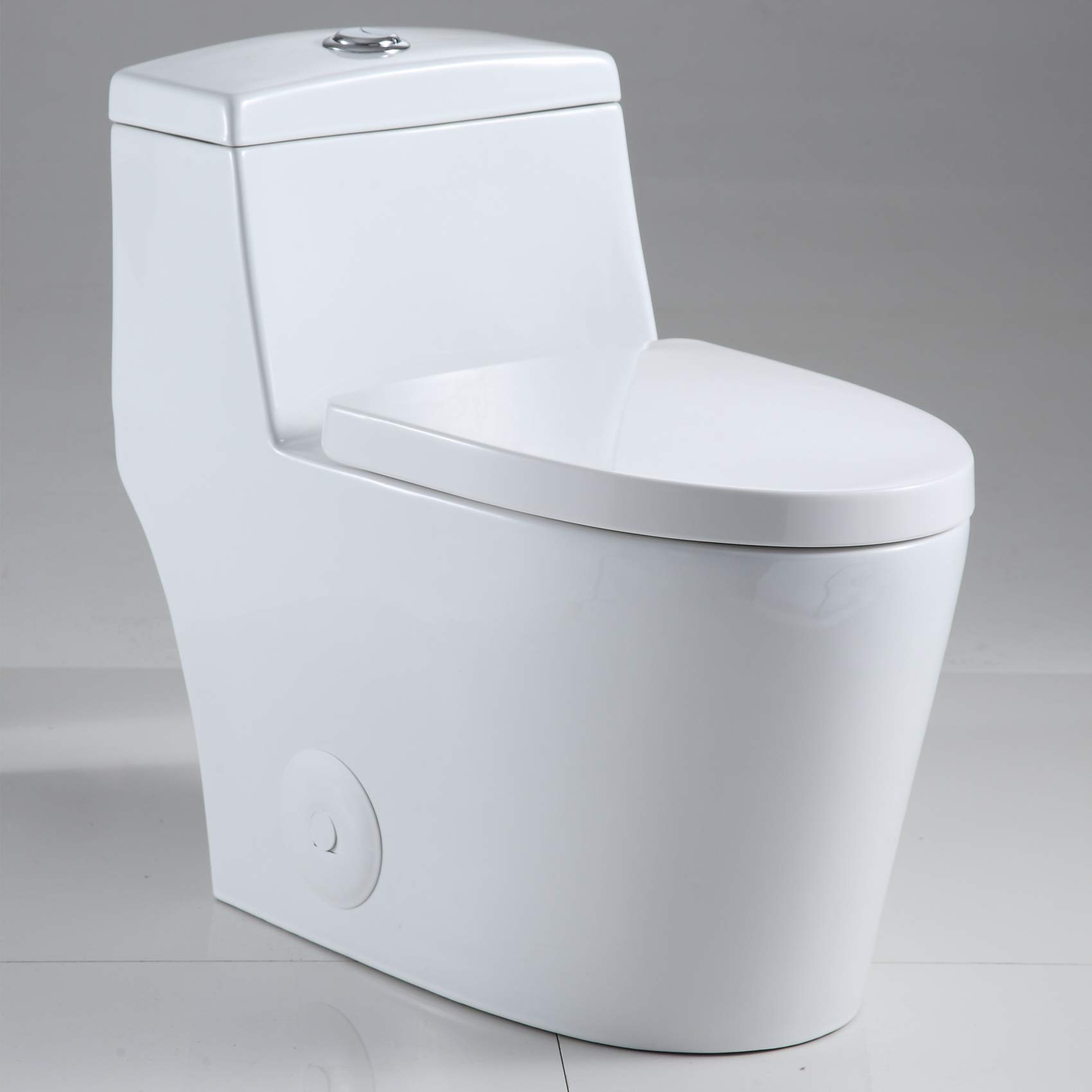 Sarlai One Piece Toilet - Comfort Height Dual Flush Elongated White Ceramic Modern Bathroom Toilet with Soft Seat, 12