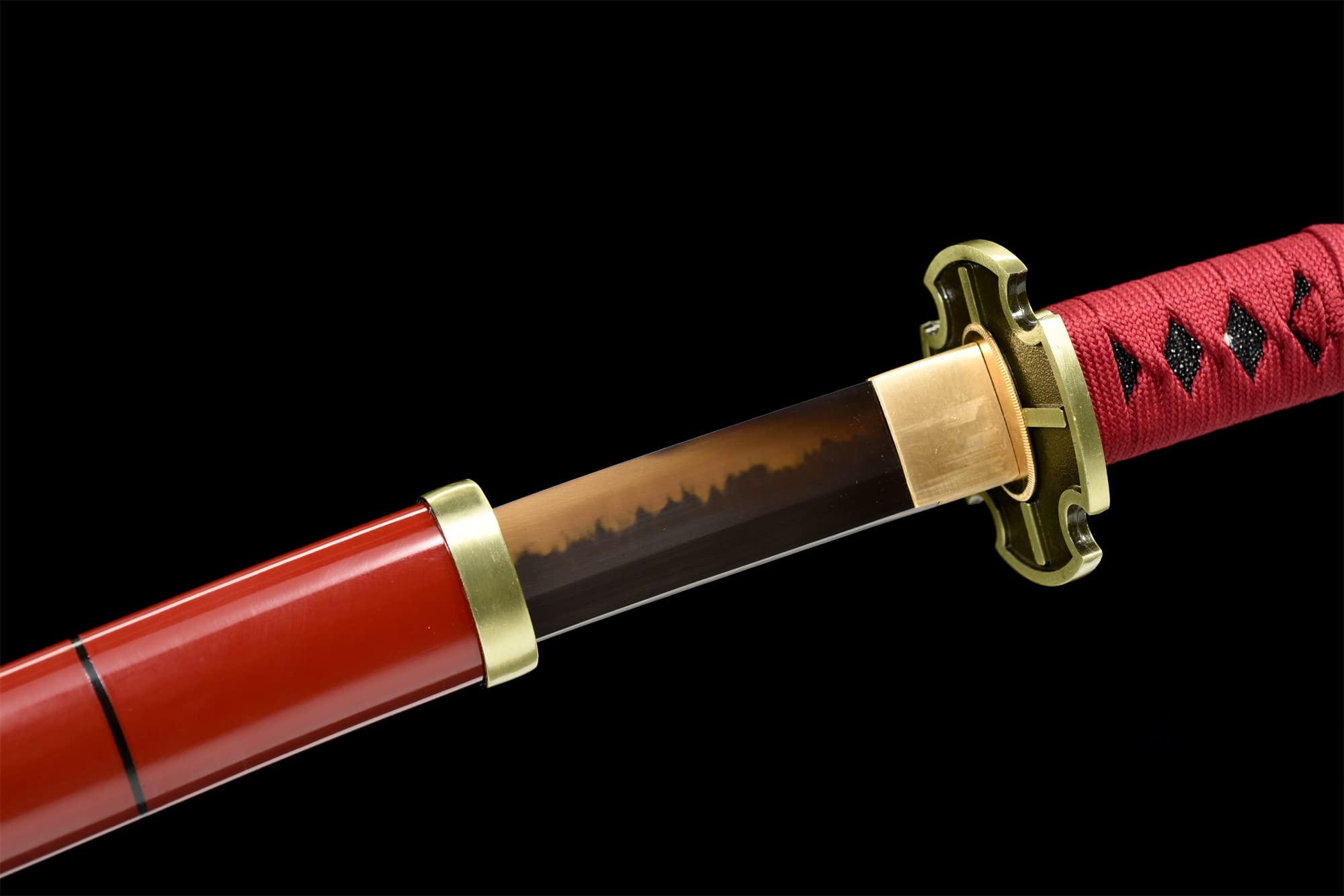 Authentic Roronoa Zoro Sandai Kitetsu Katana Replica - Handmade T10 Steel Clay Tempered Samurai Sword with Hamon | One Piece Anime Cosplay, Martial Arts Training & Japanese Sword Collection