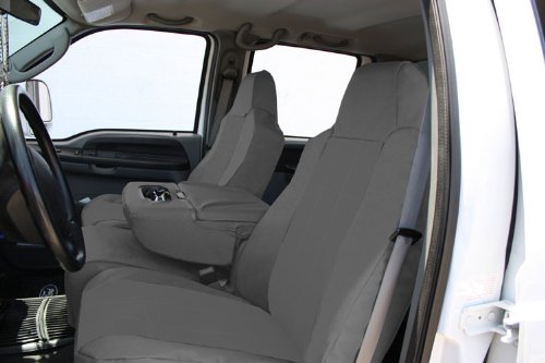 DuraPlus Seat Covers for 2013-2022 Ram 1500, 1500 Classic, 2500, 3500, 4500 & 5500 - Light Grey with Grey Insert | CalTrend Front 40/20/40 Split Bench Seat Protectors | Perfect for Work Trucks, Off-Roading & Daily Commuting