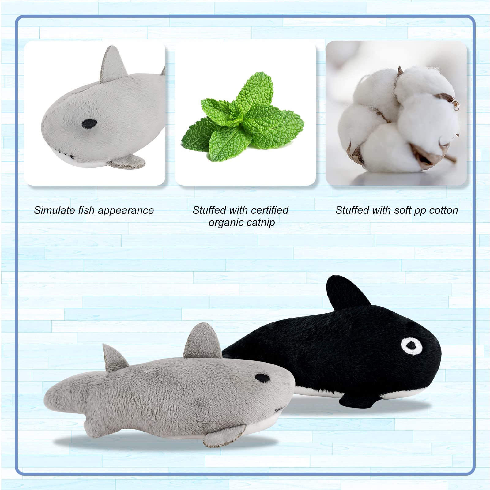 Andiker 2Pcs Catnip Toys for Indoor Cats - Soft Crab & Starfish Plush Chew Toys with Catnip, PP Cotton Pet Toys for Kittens | Interactive Cat Toys for Playtime, Stress Relief & Bonding (Gray+Black)