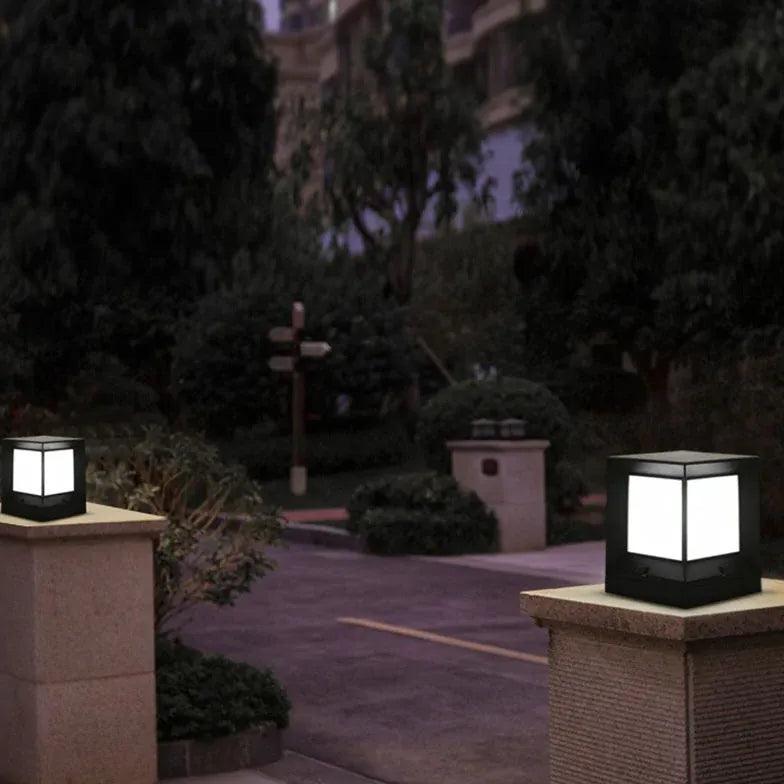 Frosted Glass Square Solar Outdoor Pillar Lights - Waterproof Garden Pathway Lighting for Patio, Yard, and Driveway Decoration
