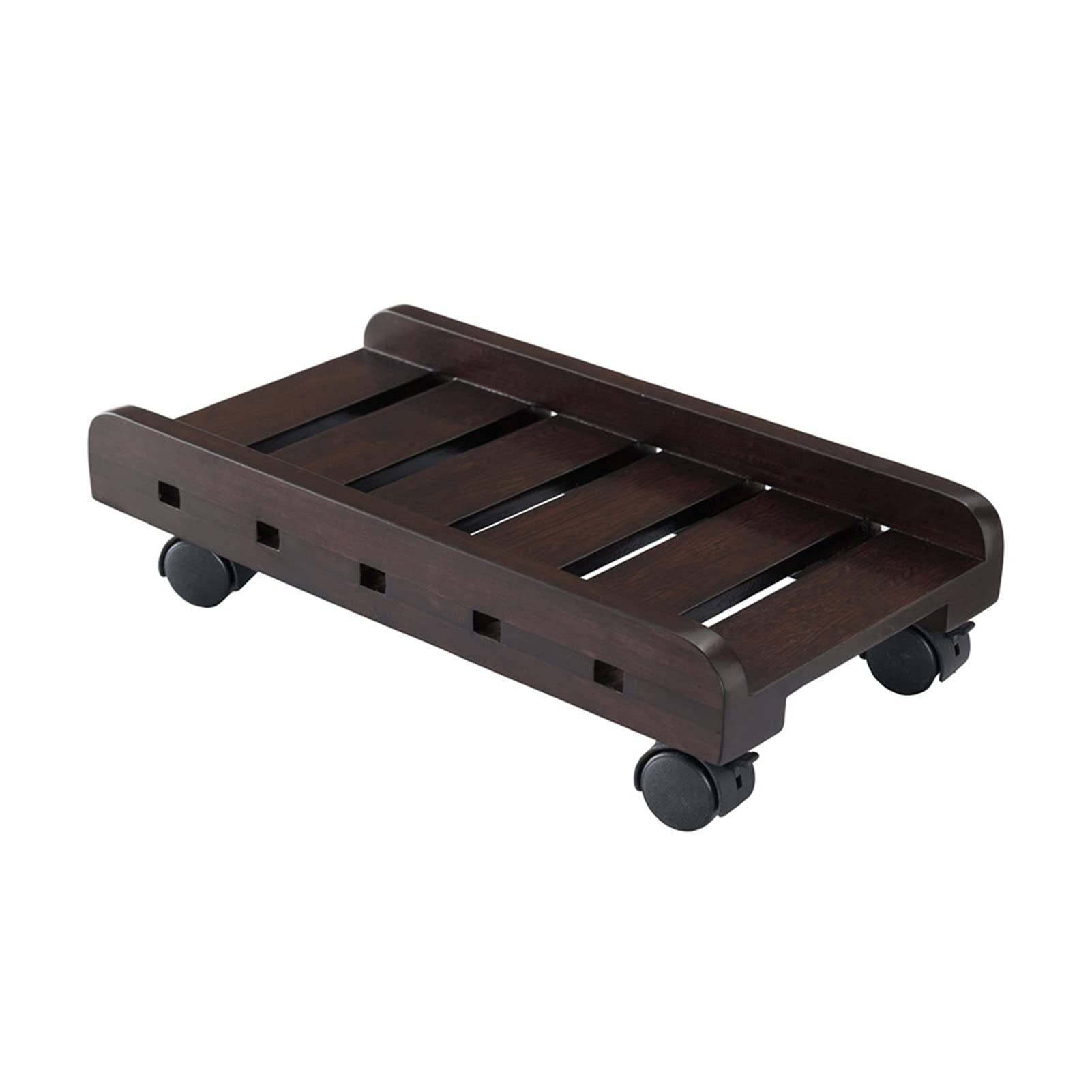 Wooden CPU Rolling Stand with Locking Caster Wheels - Mobile Computer Tower Stand for PC, Desktop & Workstation - Solid Wood PC Holder (Tan) - Ideal for Office, Home & Gaming Setup