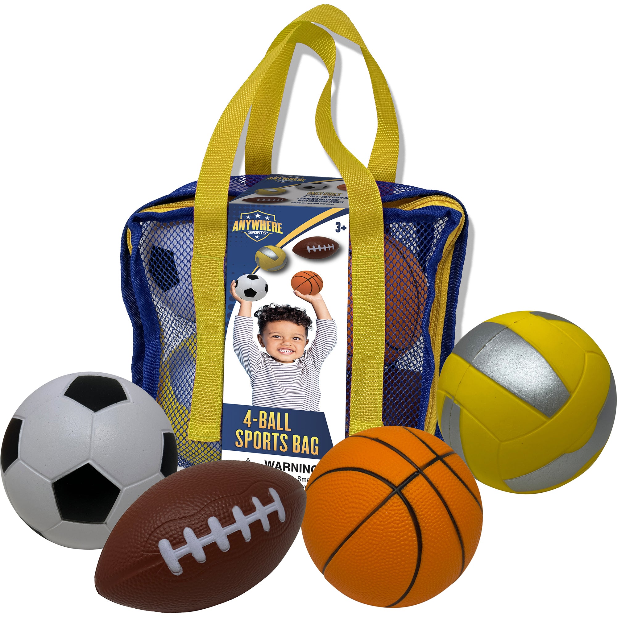 Anywhere Sports Mini Foam Balls 4 Pack - Soft Safe Play Set for Kids Ages 3+ - Indoor Outdoor Games, Backyard Fun, Birthday Party Favors