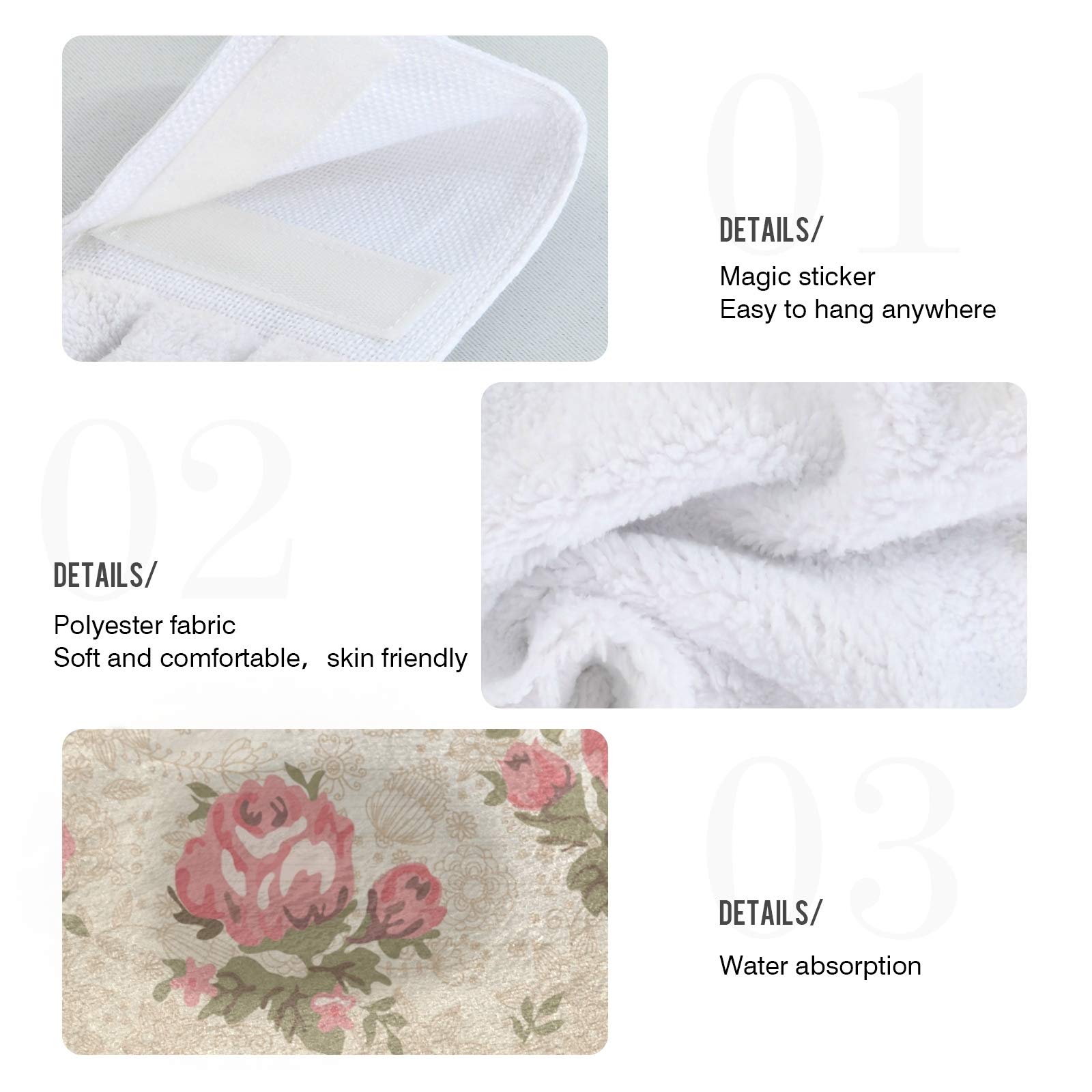 ALAZA 2-Pack Premium Absorbent Kitchen Towels - Elegant Floral Rose Design Hanging & Hand Towels for Cooking, Baking & Dish Drying | Perfect for Home, Restaurant & Gift Use