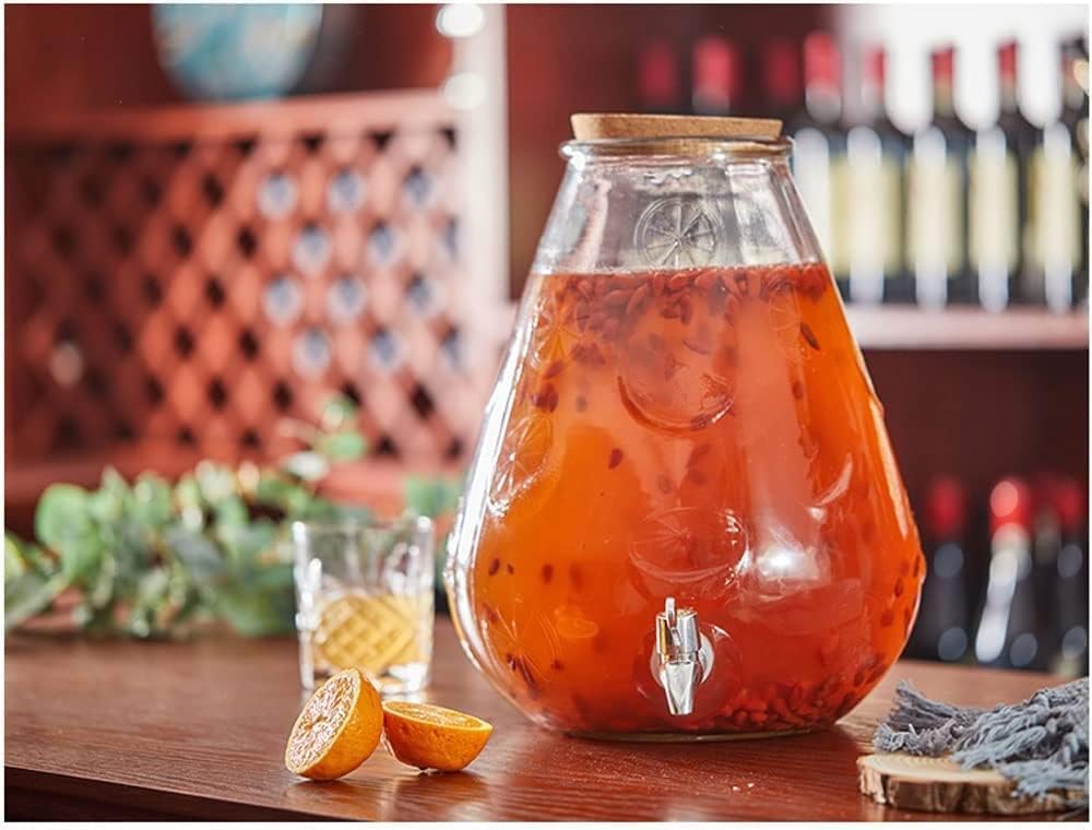 10L Transparent Glass Beverage Dispenser with Stainless Steel Spigot - Cold Brew Tea Pitcher & Water Cooler for Parties, Events & Home Use