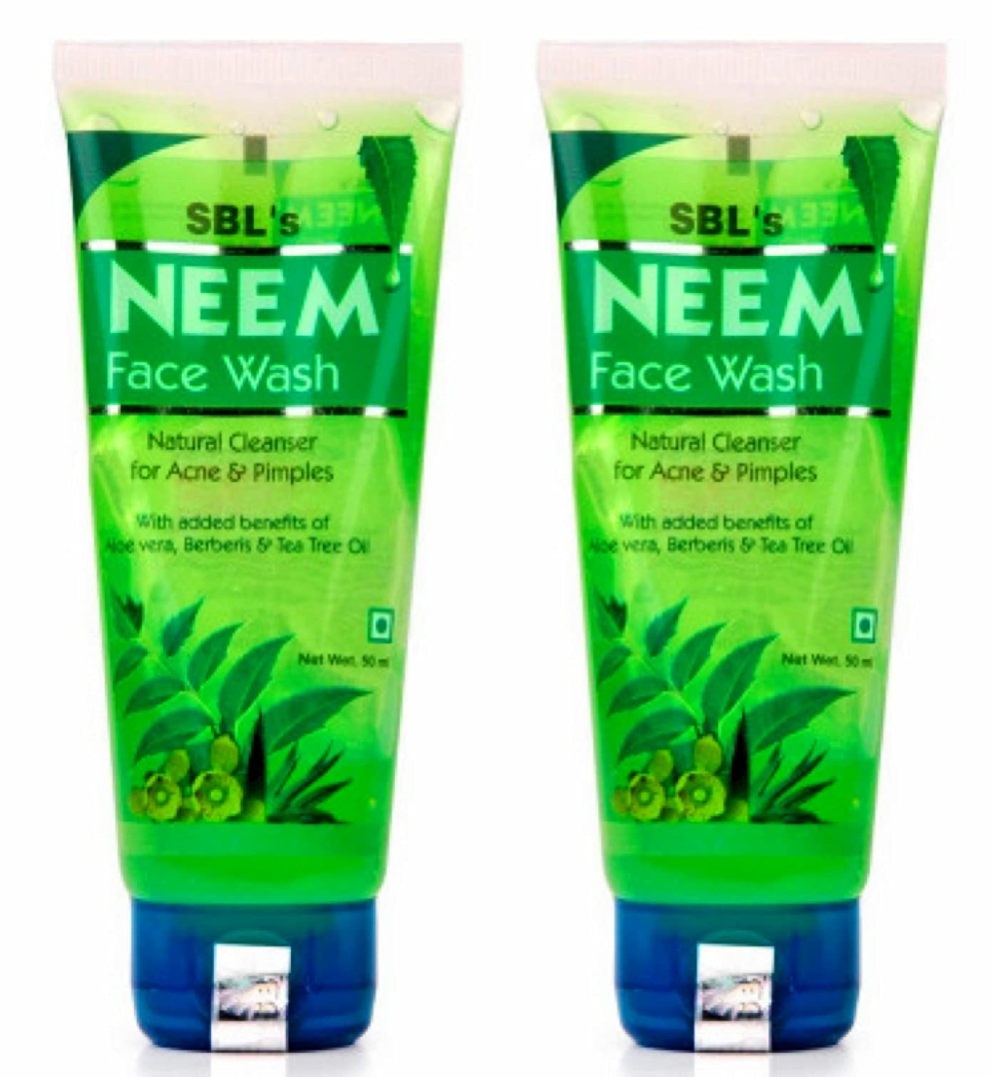 Organic SBL Neem Face Wash 100gm - Pack of 2 | Natural Acne Treatment & Oil Control | Perfect for Daily Skincare Routine & Sensitive Skin Care